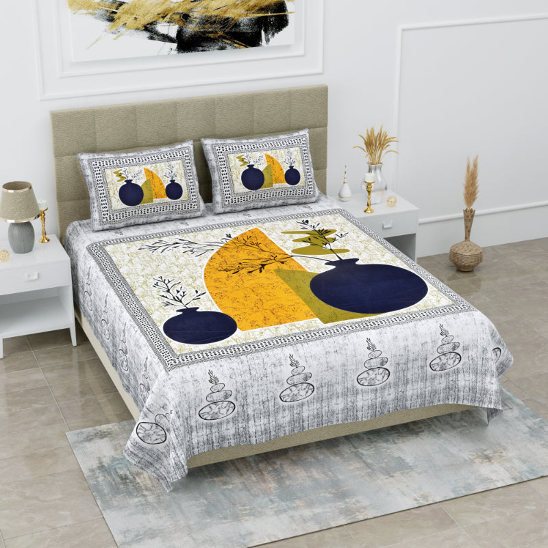 LIVING ROOTS 1 Queen Size Bedsheet 86*96 inches (7*8 Feet) with 2 Pillow Cover | Pure Cotton | Rich Fast Colour with No Colour Bleeding | Soft, Breathable & Skin Friendly, Keeps Your Body Cool (333-A)