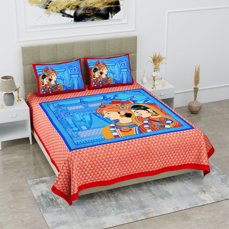 LIVING ROOTS 1 Queen Size Bedsheet 86*96 inches (7*8 Feet) with 2 Pillow Cover | Pure Cotton | Rich Fast Colour with No Colour Bleeding | Soft, Breathable & Skin Friendly, Keeps Your Body Cool (334-C)