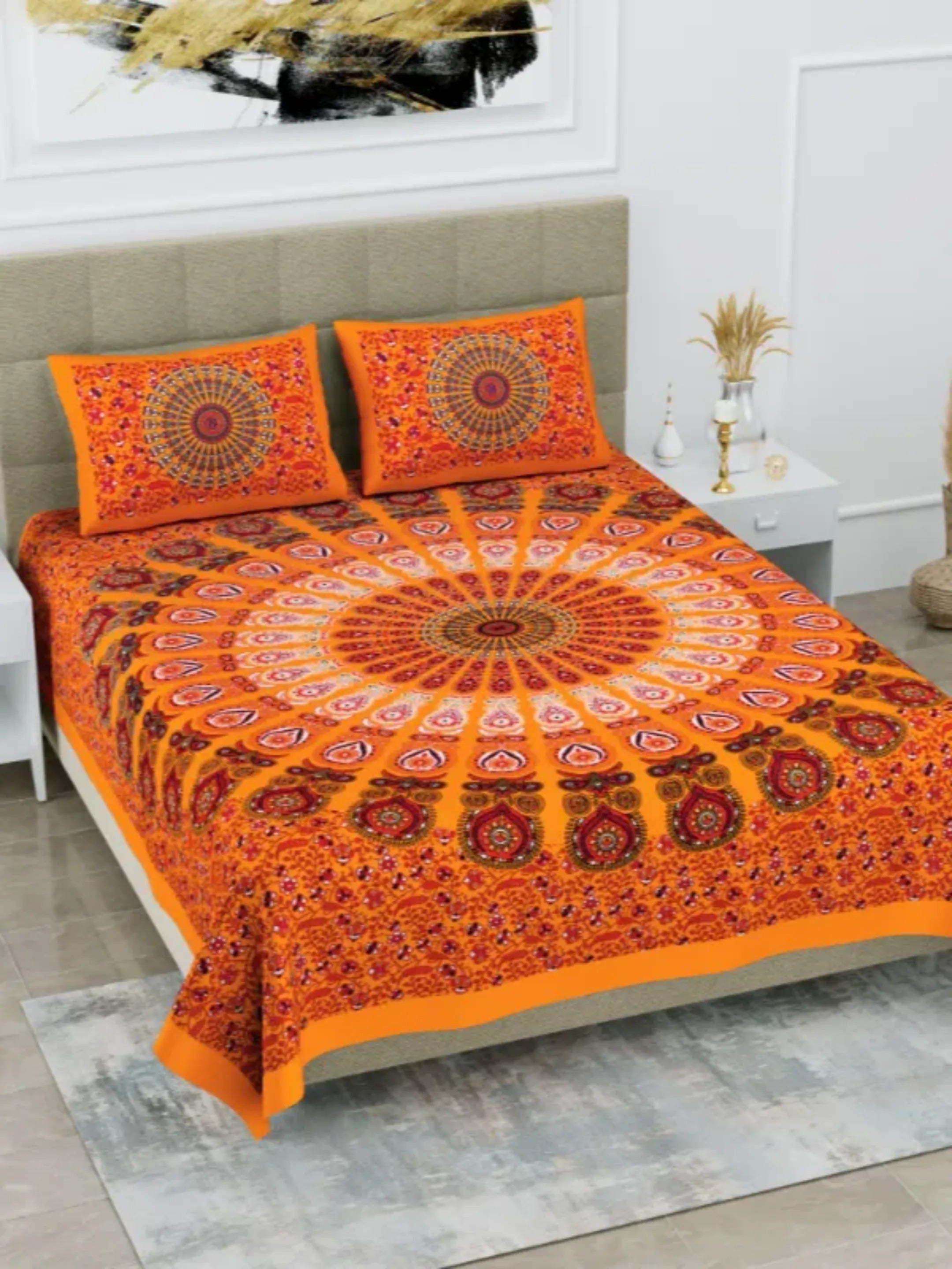 LIVING ROOTS 1 Queen Size Bedsheet 86*96 inches (7*8 Feet) with 2 Pillow Cover | Pure Cotton | Rich Fast Colour with No Colour Bleeding | Soft, Breathable & Skin Friendly, Keeps Your Body Cool (335-A)