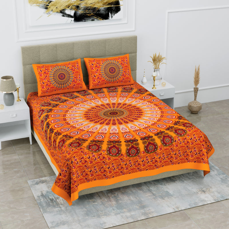 LIVING ROOTS 1 Queen Size Bedsheet 86*96 inches (7*8 Feet) with 2 Pillow Cover | Pure Cotton | Rich Fast Colour with No Colour Bleeding | Soft, Breathable & Skin Friendly, Keeps Your Body Cool (335-A)