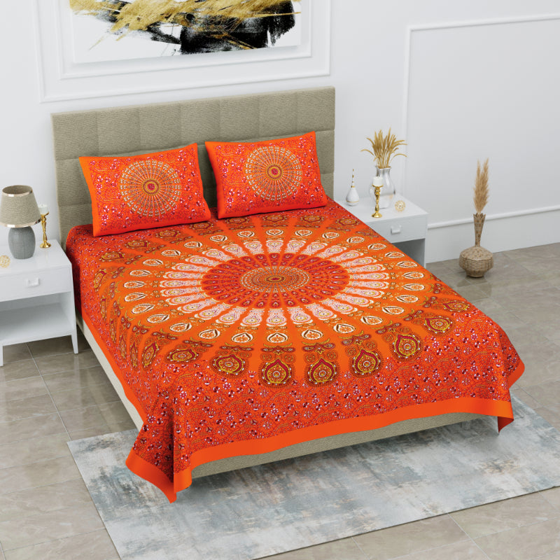 LIVING ROOTS 1 Queen Size Bedsheet 86*96 inches (7*8 Feet) with 2 Pillow Cover | Pure Cotton | Rich Fast Colour with No Colour Bleeding | Soft, Breathable & Skin Friendly, Keeps Your Body Cool (335-C)