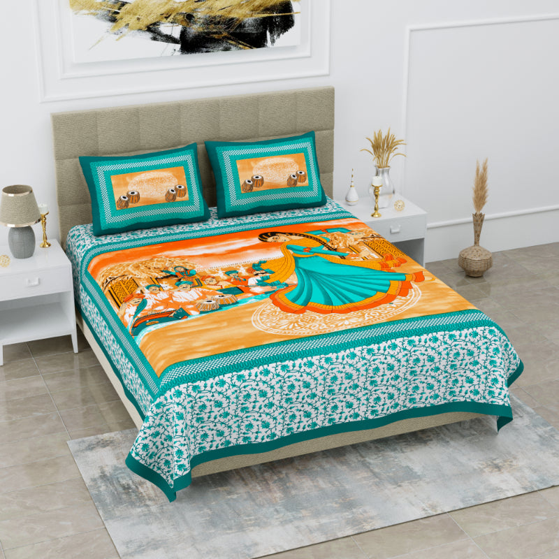 LIVING ROOTS 1 Queen Size Bedsheet 86*96 inches (7*8 Feet) with 2 Pillow Cover | Pure Cotton | Rich Fast Colour with No Colour Bleeding | Soft, Breathable & Skin Friendly, Keeps Your Body Cool (336-C)