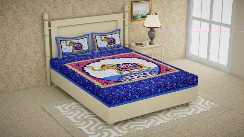 LIVING ROOTS 1 Queen Size Bedsheet 86*96 inches (7*8 Feet) with 2 Pillow Cover | Pure Cotton | Rich Fast Colour with No Colour Bleeding | Soft, Breathable & Skin Friendly, Keeps Your Body Cool (338-A)