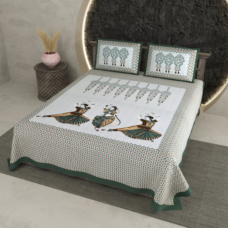 LIVING ROOTS Double Bedsheet Pure Cotton Double King Size Bedsheet with 2 Pillow Cover 86*104 inches (7*8.5 Feet) |Rich Fast Colour with No Colour Bleeding | Soft Skin Friendly (345-B)