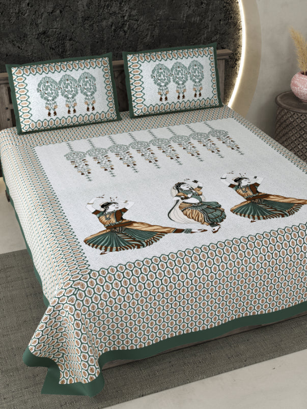 LIVING ROOTS Double Bedsheet Pure Cotton Double King Size Bedsheet with 2 Pillow Cover 86*104 inches (7*8.5 Feet) |Rich Fast Colour with No Colour Bleeding | Soft Skin Friendly (345-B)