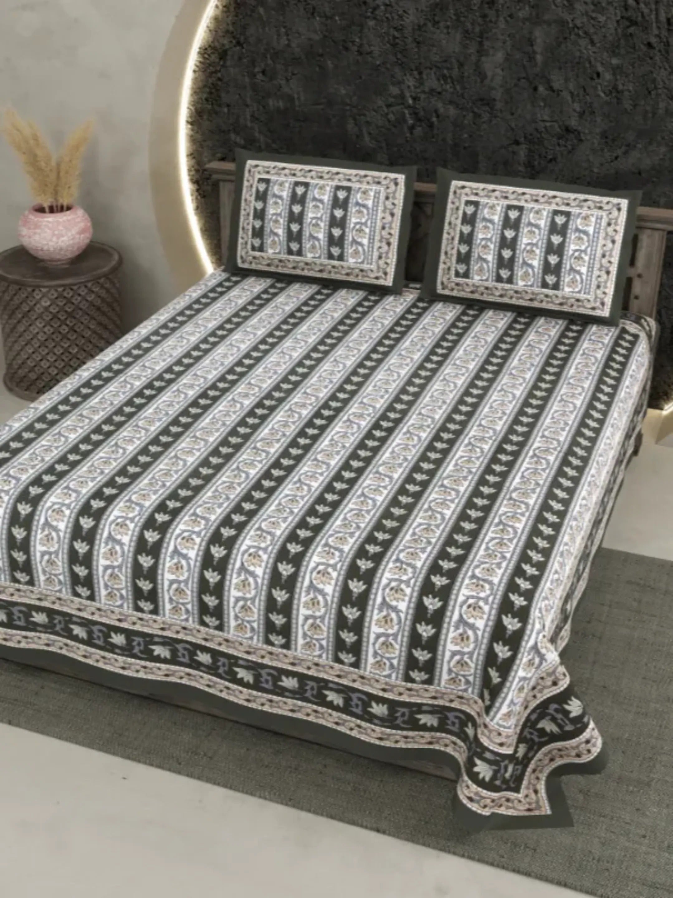 LIVING ROOTS 1 Double king Size Bedsheet 86*104 inches (7*8.5 Feet) with 2 Pillow Cover | Viscose Cotton | Rich Fast Colour with No Colour Bleeding | Soft, Breathable & Skin Friendly, Keeps Your Body Cool (354-A)