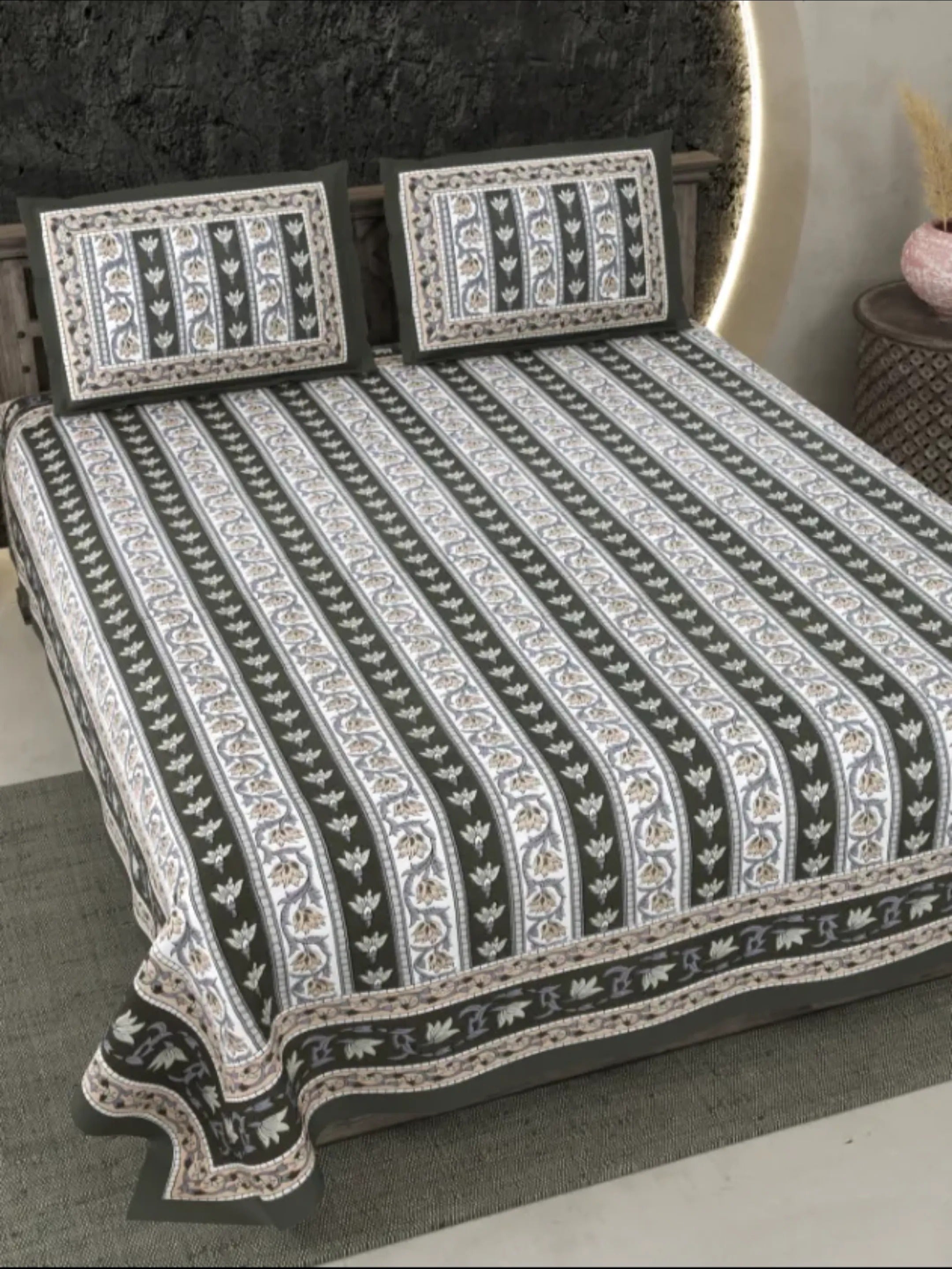 LIVING ROOTS 1 Double king Size Bedsheet 86*104 inches (7*8.5 Feet) with 2 Pillow Cover | Viscose Cotton | Rich Fast Colour with No Colour Bleeding | Soft, Breathable & Skin Friendly, Keeps Your Body Cool (354-A)
