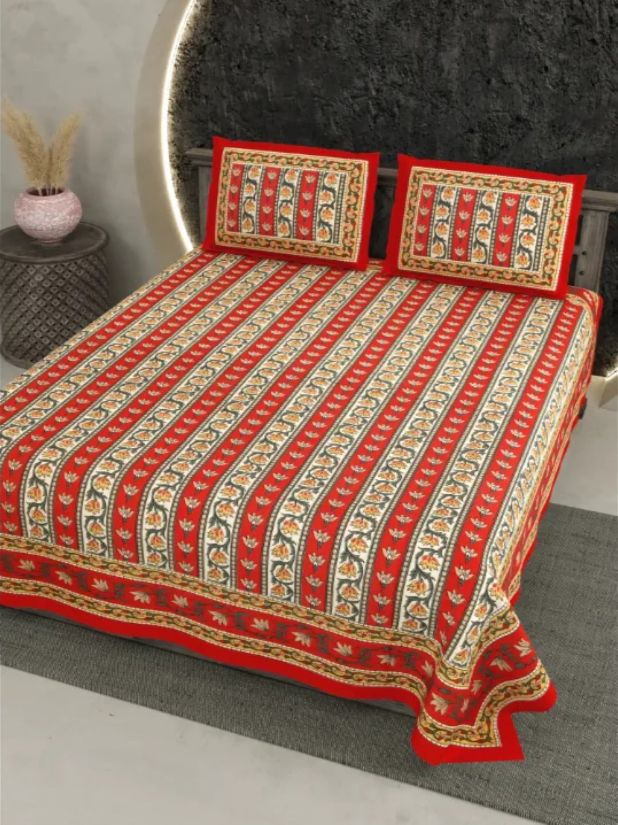 LIVING ROOTS 1 Double king Size Bedsheet 86*104 inches (7*8.5 Feet) with 2 Pillow Cover | Viscose Cotton | Rich Fast Colour with No Colour Bleeding | Soft, Breathable & Skin Friendly, Keeps Your Body Cool (354-B)