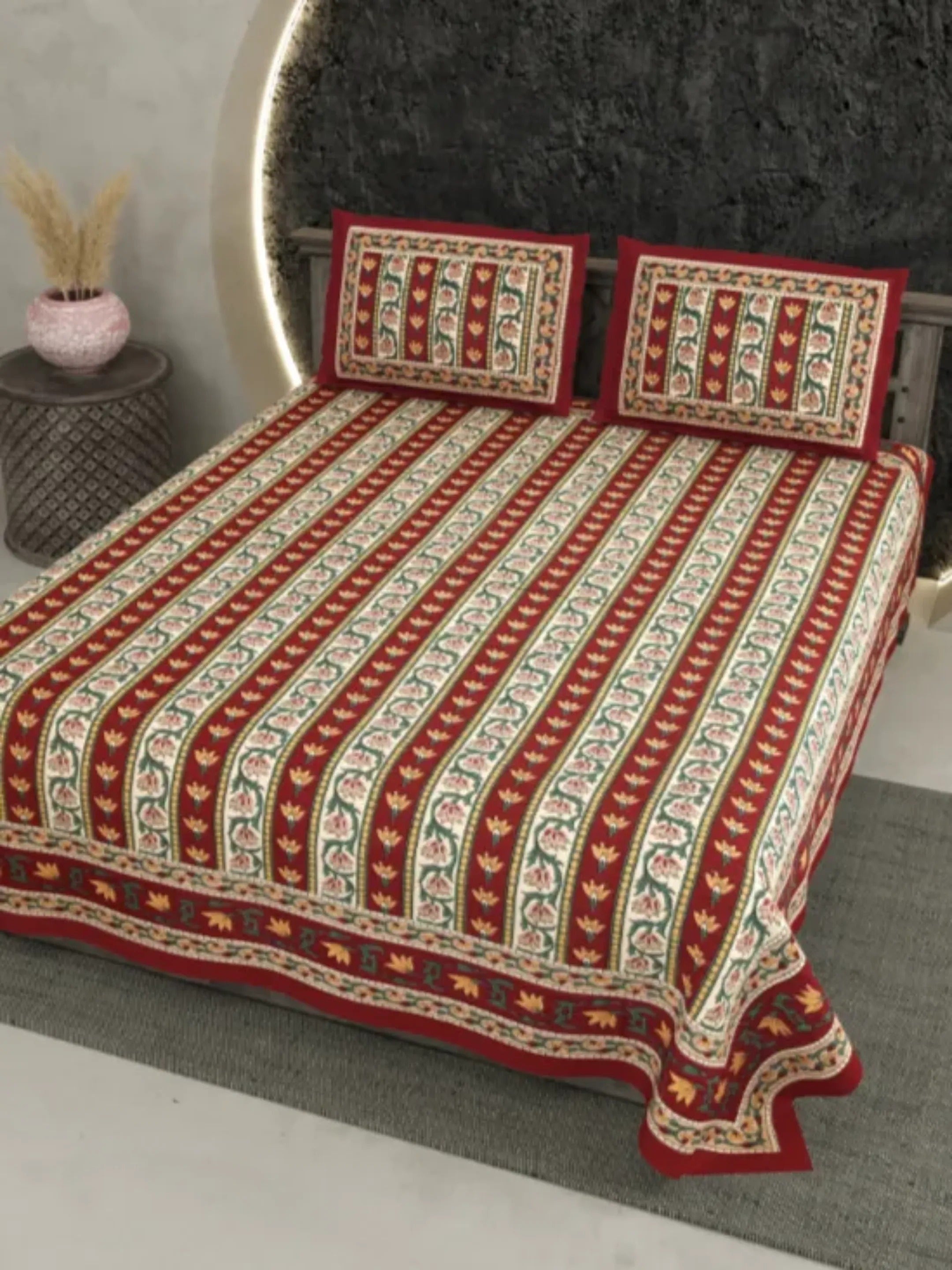 LIVING ROOTS 1 Double king Size Bedsheet 86*104 inches (7*8.5 Feet) with 2 Pillow Cover | Viscose Cotton | Rich Fast Colour with No Colour Bleeding | Soft, Breathable & Skin Friendly, Keeps Your Body Cool (354-C)