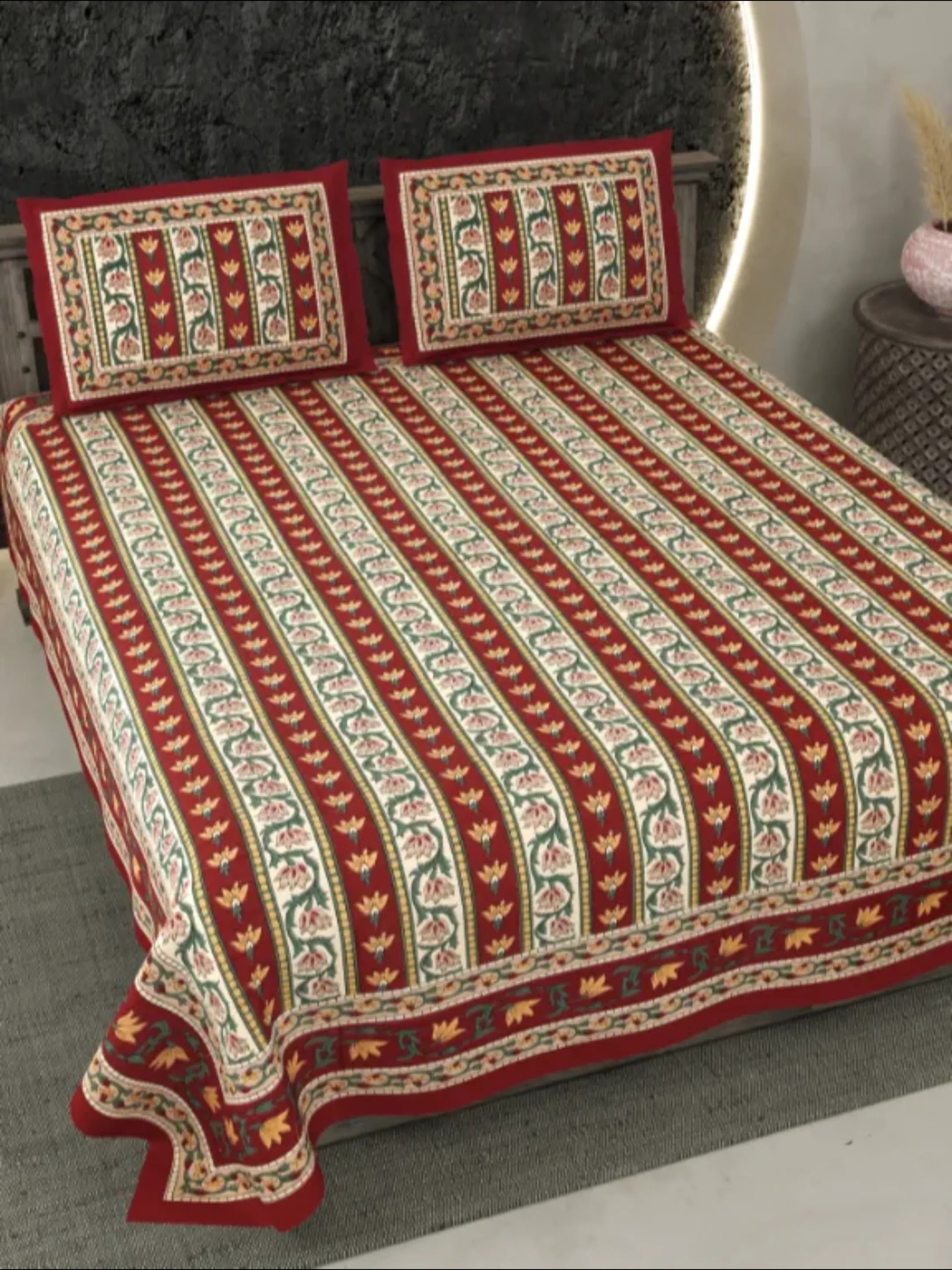 LIVING ROOTS 1 Double king Size Bedsheet 86*104 inches (7*8.5 Feet) with 2 Pillow Cover | Viscose Cotton | Rich Fast Colour with No Colour Bleeding | Soft, Breathable & Skin Friendly, Keeps Your Body Cool (354-C)