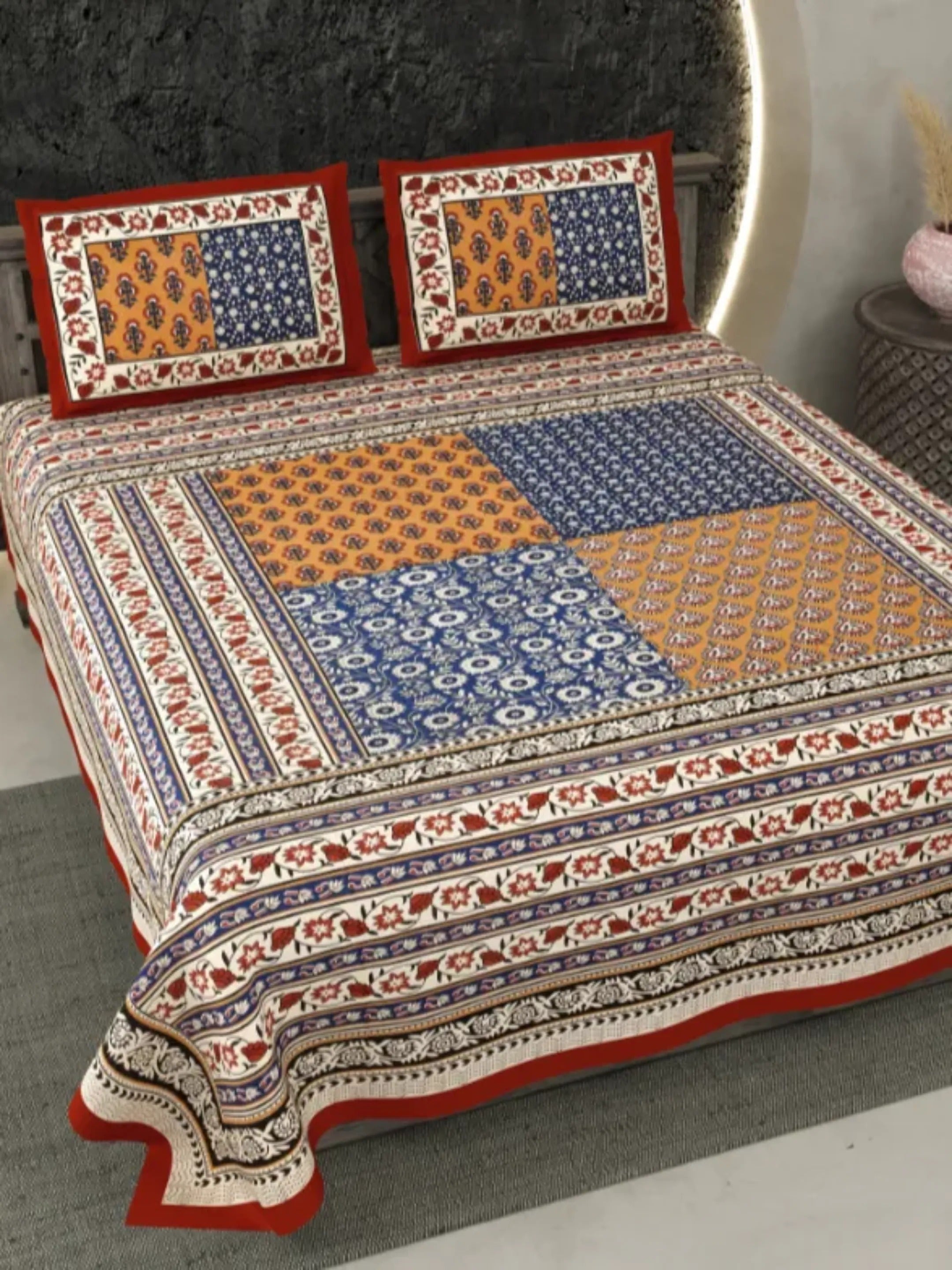 LIVING ROOTS 1 Double king Size Bedsheet 86*104 inches (7*8.5 Feet) with 2 Pillow Cover | Pure Cotton | Rich Fast Colour with No Colour Bleeding | Soft, Breathable & Skin Friendly, Keeps Your Body Cool (355-B)