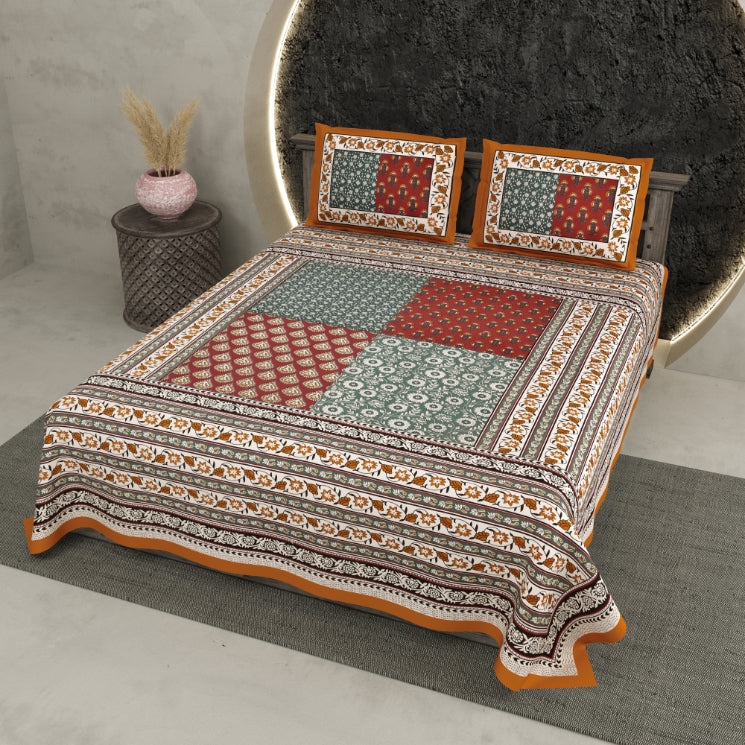 LIVING ROOTS 1 Double king Size Bedsheet 86*104 inches (7*8.5 Feet) with 2 Pillow Cover | Pure Cotton | Rich Fast Colour with No Colour Bleeding | Soft, Breathable & Skin Friendly, Keeps Your Body Cool (355-C)