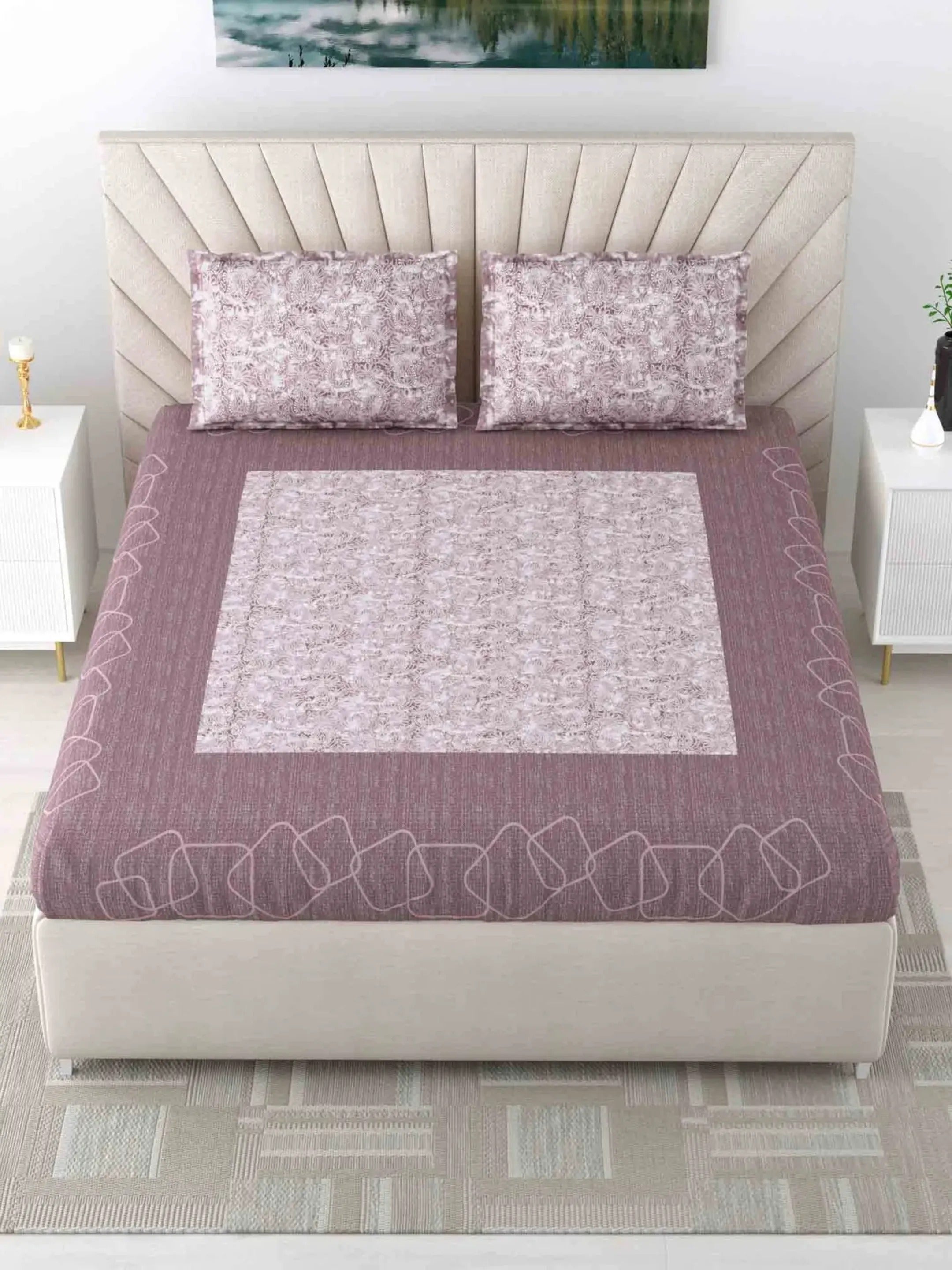LIVING ROOTS 1 Double King Size Bedsheet 95*104 inches (8*8.5 Feet) with 2 Pillow Cover | Pure Cotton | Rich Fast Colour with No Colour Bleeding | Soft, Breathable & Skin Friendly, Keeps Your Body Cool (366-C)