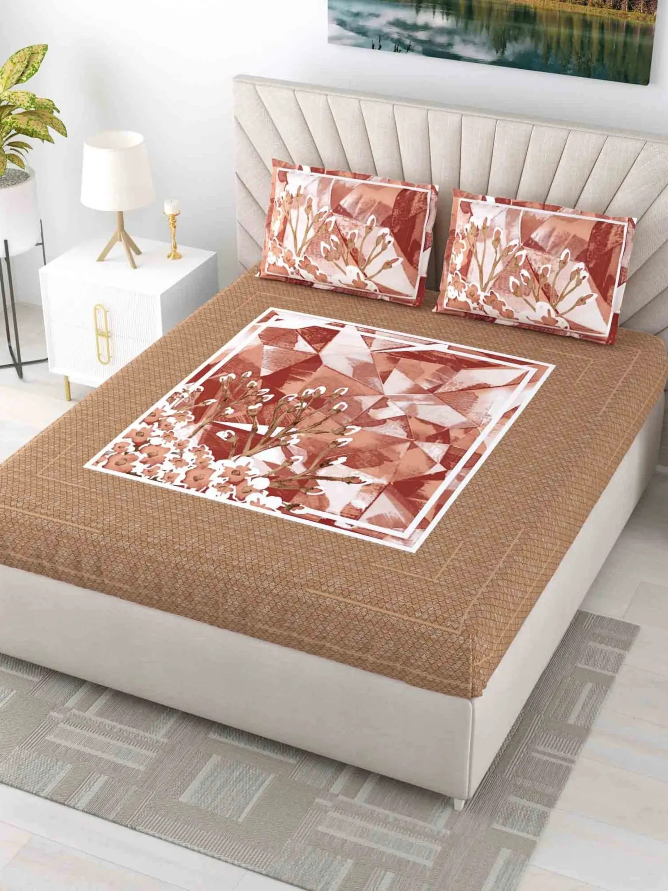LIVING ROOTS 1 Double King Size Bedsheet 95*104 inches (8*8.5 Feet) with 2 Pillow Cover | Pure Cotton | Rich Fast Colour with No Colour Bleeding | Soft, Breathable & Skin Friendly, Keeps Your Body Cool (367-A)