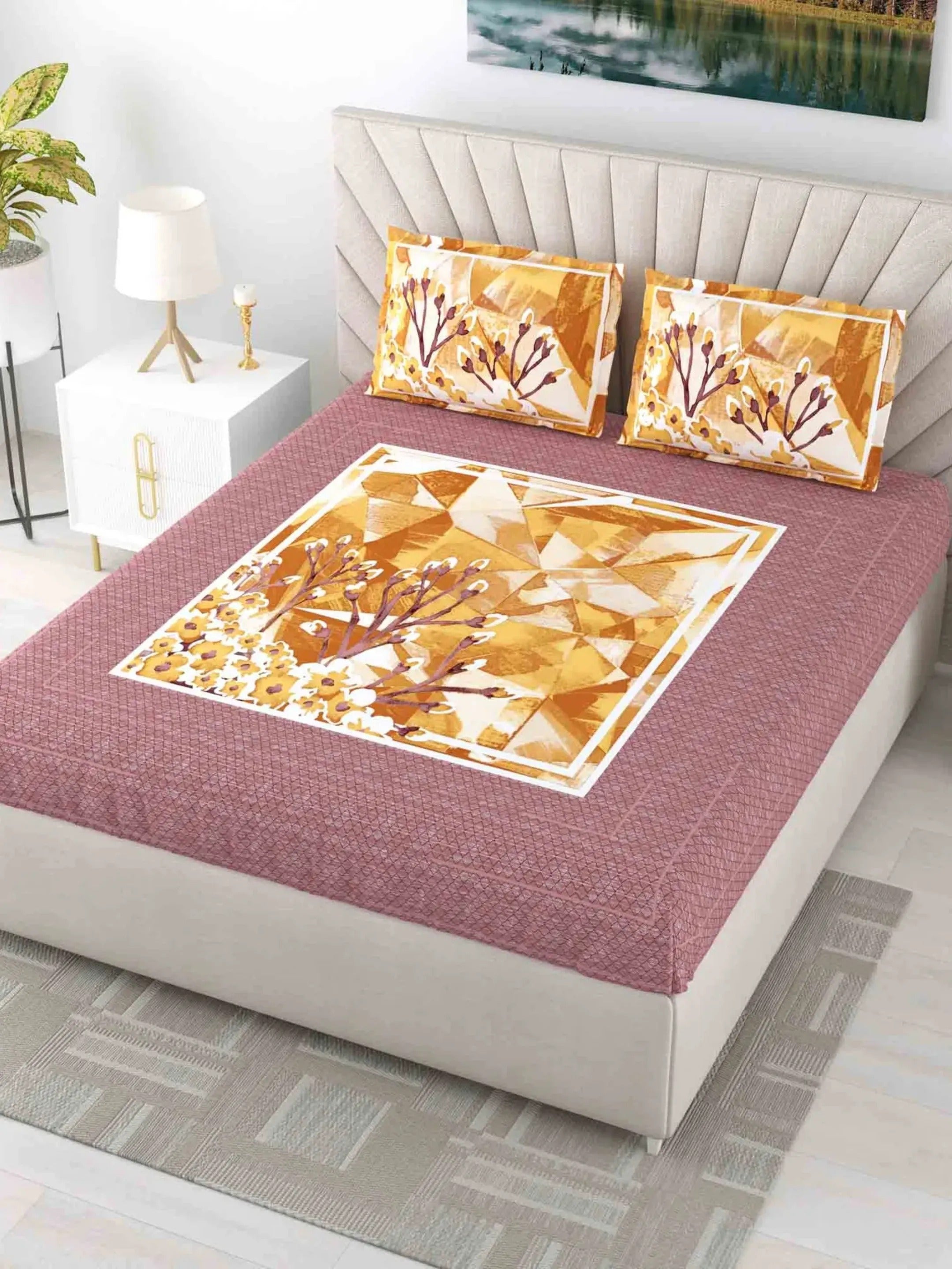 LIVING ROOTS 1 Double King Size Bedsheet 95*104 inches (8*8.5 Feet) with 2 Pillow Cover | Pure Cotton | Rich Fast Colour with No Colour Bleeding | Soft, Breathable & Skin Friendly, Keeps Your Body Cool (367-C)