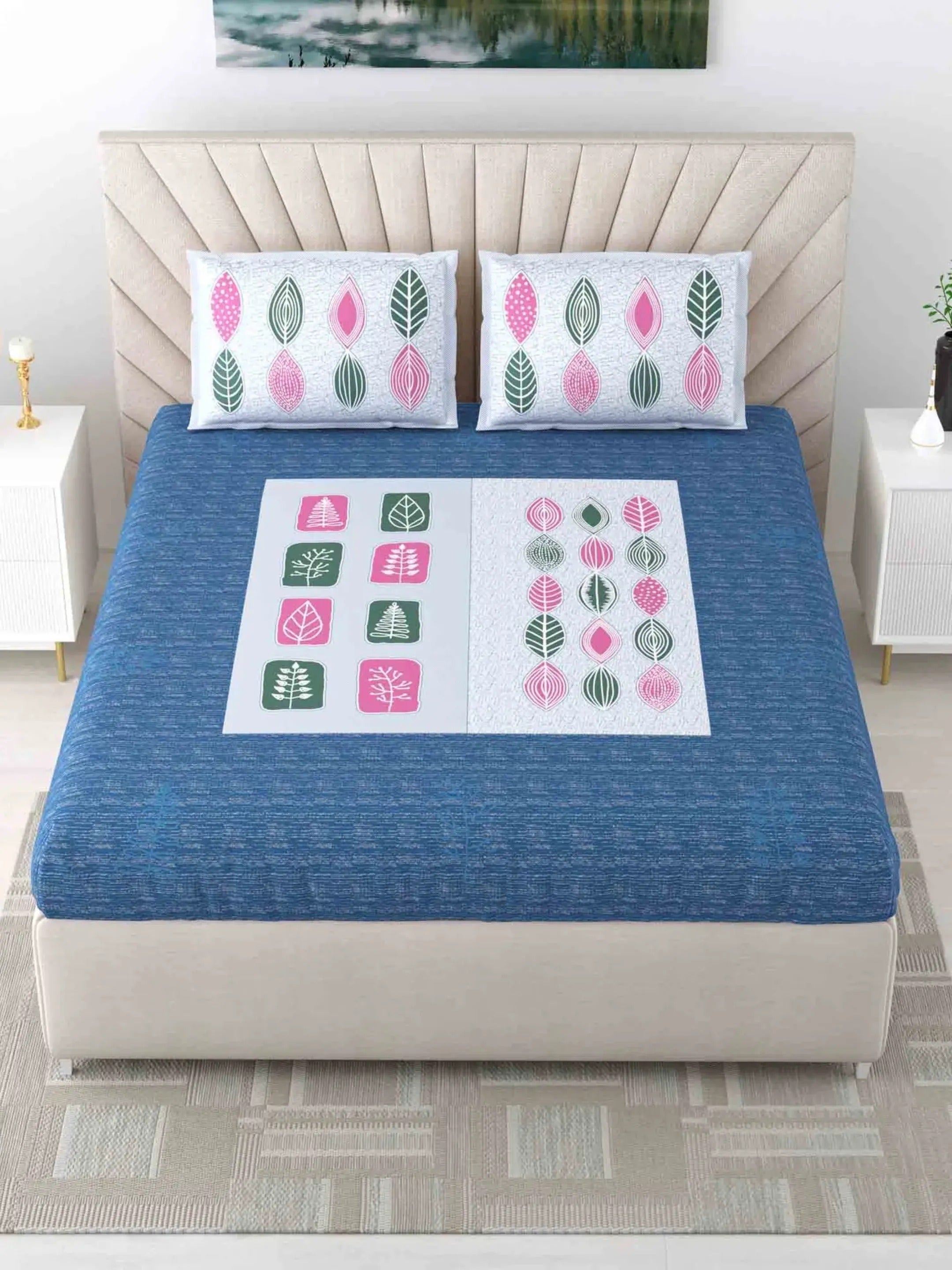 LIVING ROOTS 1 King Size Bedsheet 90*104 inches (7.5*8.6 Feet) with 2 Pillow Cover | Pure Cotton | Rich Fast Colour with No Colour Bleeding | Soft, Breathable & Skin Friendly, Keeps Your Body Cool (368-A)