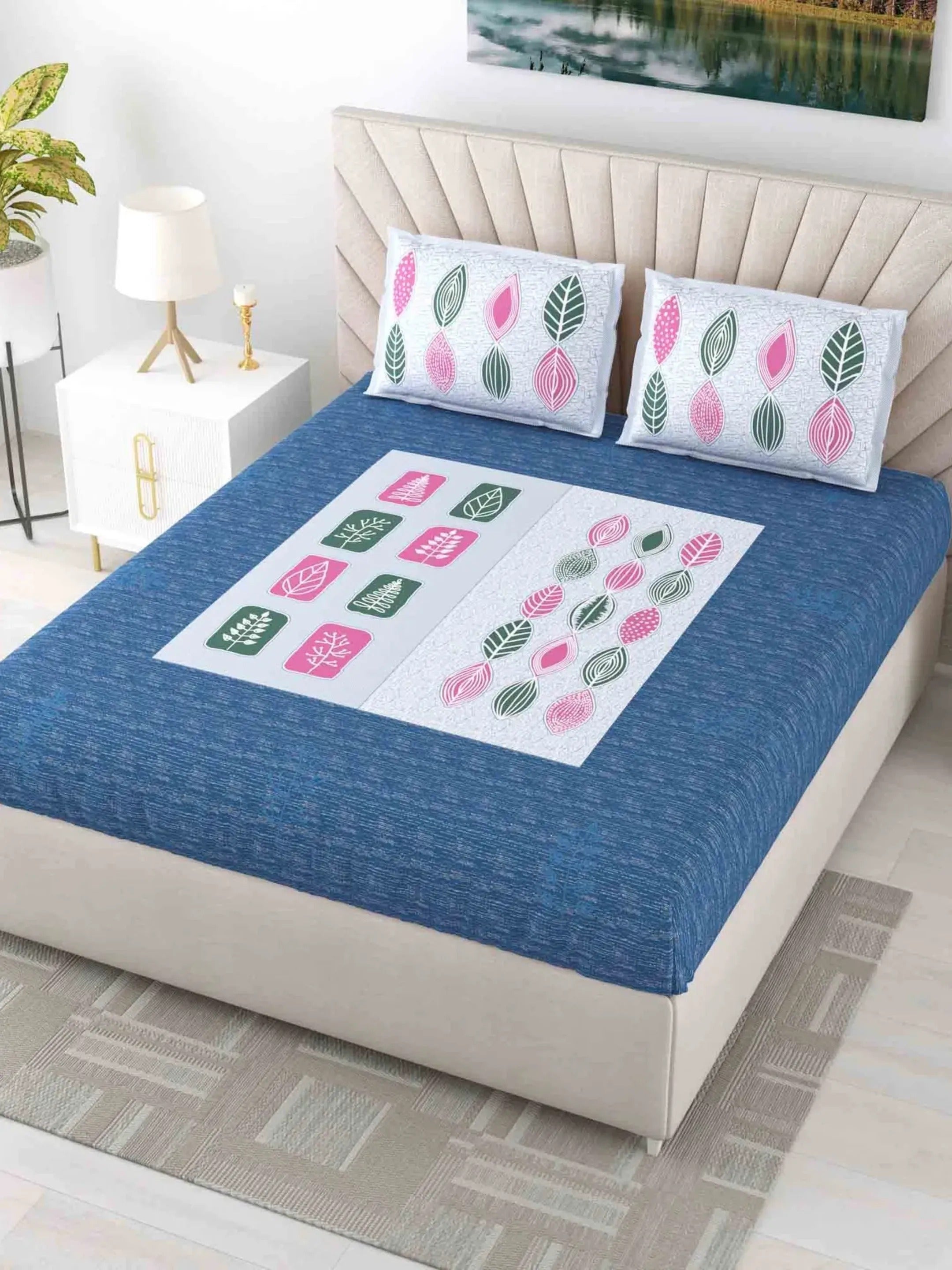 LIVING ROOTS 1 King Size Bedsheet 90*104 inches (7.5*8.6 Feet) with 2 Pillow Cover | Pure Cotton | Rich Fast Colour with No Colour Bleeding | Soft, Breathable & Skin Friendly, Keeps Your Body Cool (368-A)