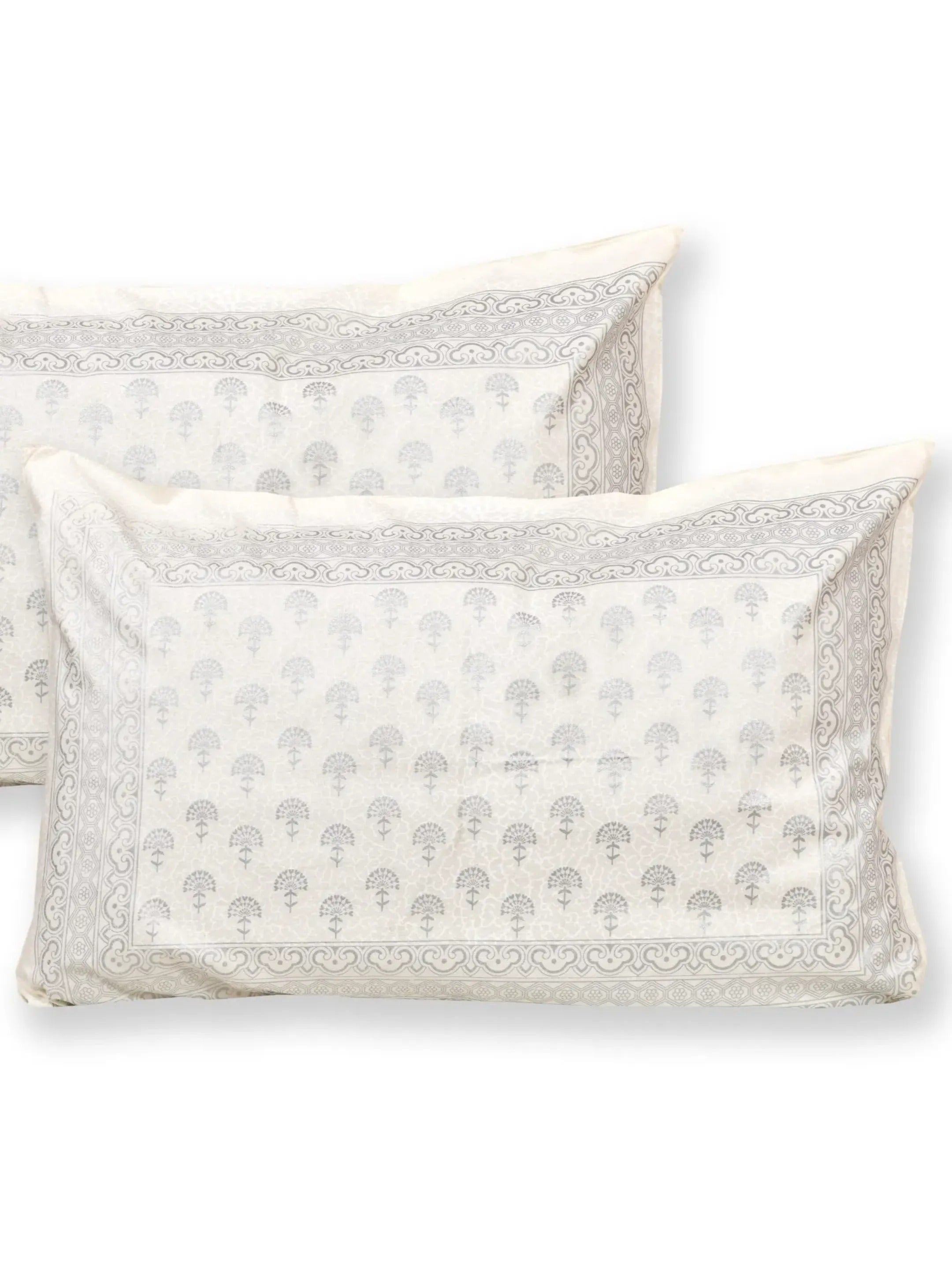 Double Bedsheet Pure Cotton Super King Size Bedsheet with 2 Pillow Cover 90*104 inches (7.5*8 Feet) | Silver Print | Rich Fast Color with No Color Bleeding | Soft Skin Friendly (370-A)