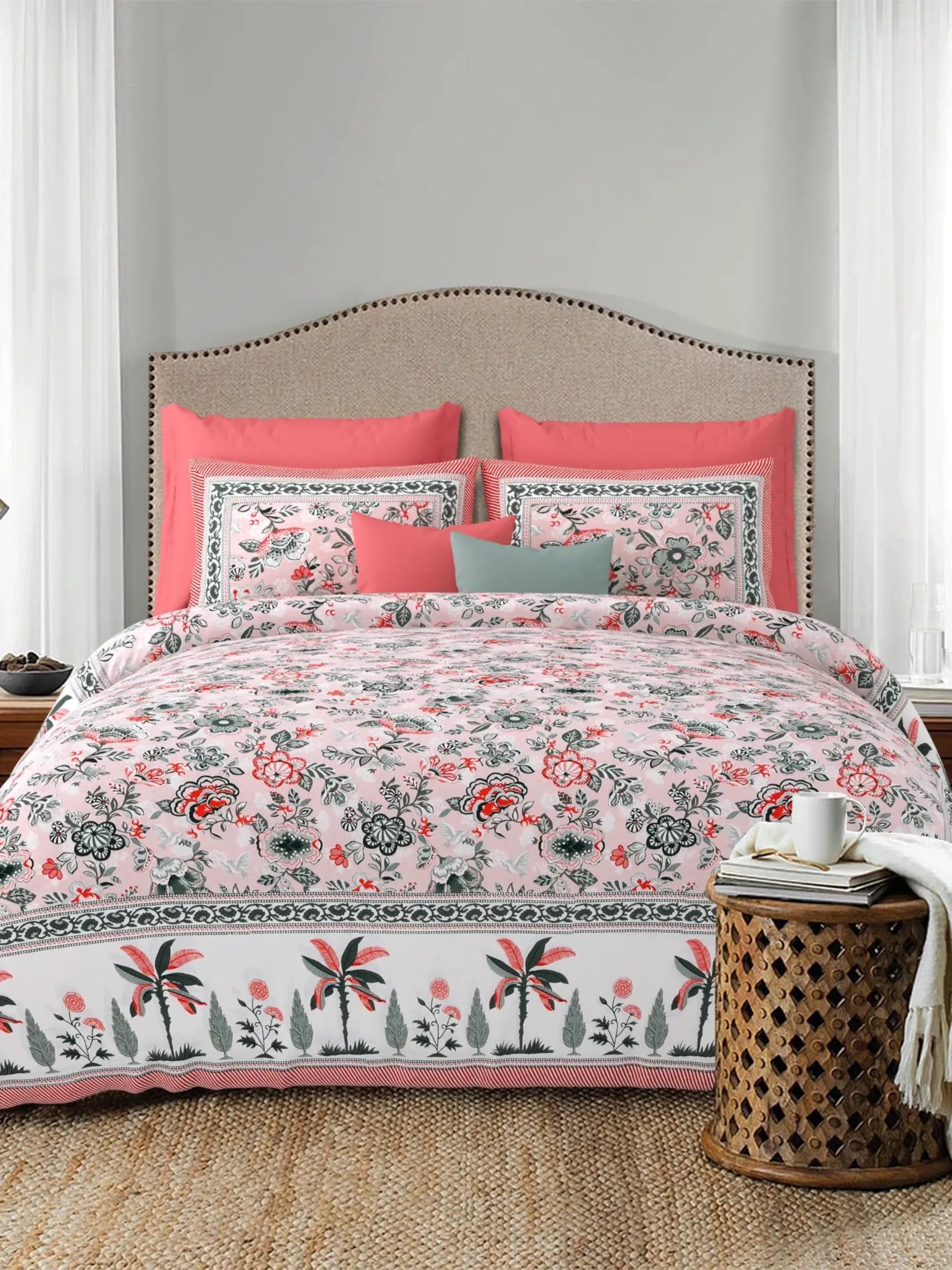 LIVING ROOTS 1 Super King Size Bedsheet 104*104 (8.5*8.5) feet with 2 Pillow Cover | Twill Cotton | Rich Fast Colour with No Colour Bleeding | Soft, Breathable & Skin Friendly, Keeps Your Body  Cool (378-A)