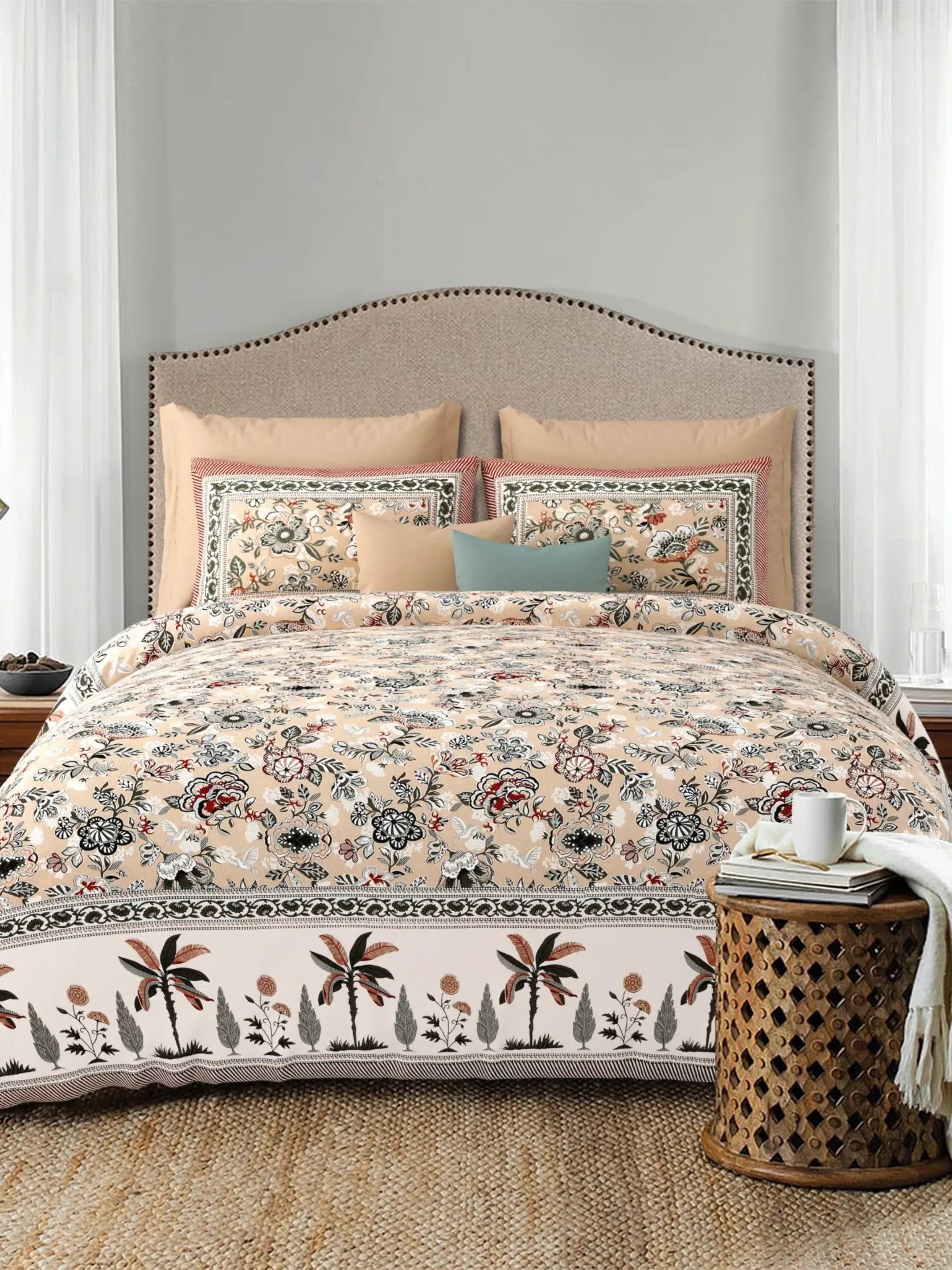 LIVING ROOTS 1 Super King Size Bedsheet 104*104 (8.5*8.5) feet with 2 Pillow Cover | Twill Cotton | Rich Fast Colour with No Colour Bleeding | Soft, Breathable & Skin Friendly, Keeps Your Body  Cool (378-B)