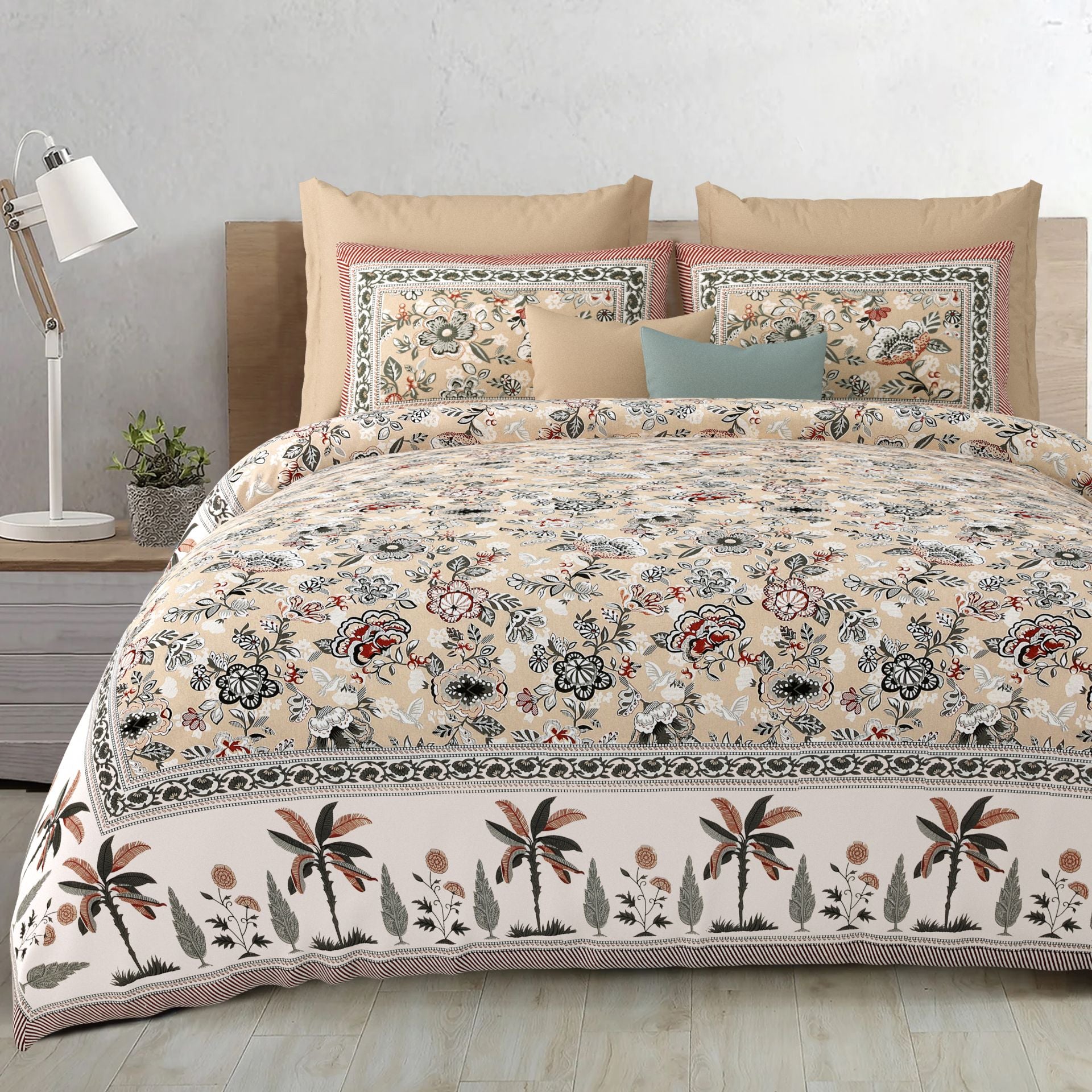LIVING ROOTS 1 Super King Size Bedsheet 104*104 (8.5*8.5) feet with 2 Pillow Cover | Twill Cotton | Rich Fast Colour with No Colour Bleeding | Soft, Breathable & Skin Friendly, Keeps Your Body  Cool (378-B)