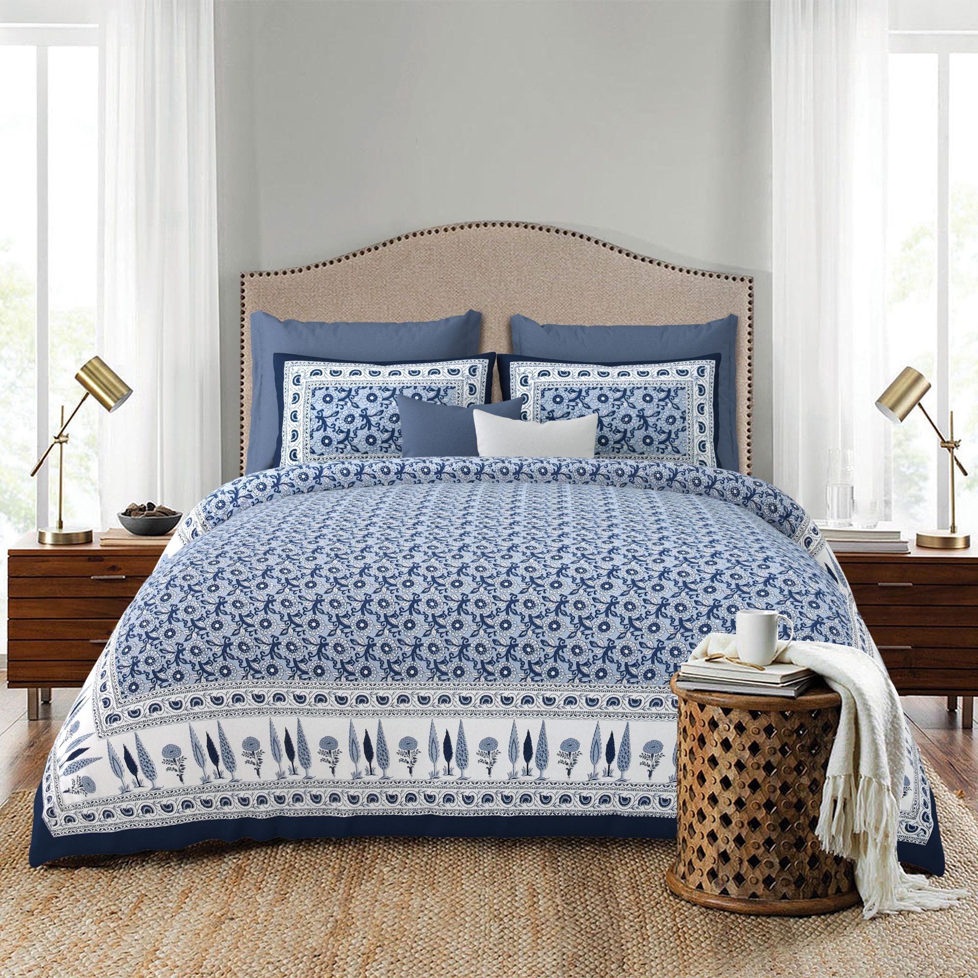 LIVING ROOTS 1 Super King Size Bedsheet 104*104 (8.5*8.5) feet with 2 Pillow Cover | Twill Cotton | Rich Fast Colour with No Colour Bleeding | Soft, Breathable & Skin Friendly, Keeps Your Body  Cool (381-B)