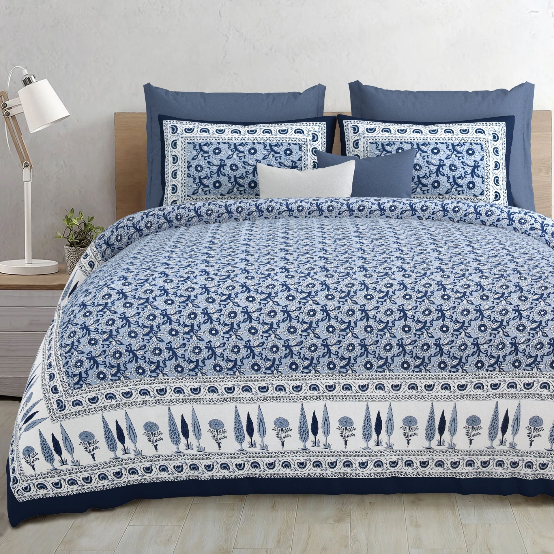 LIVING ROOTS 1 Super King Size Bedsheet 104*104 (8.5*8.5) feet with 2 Pillow Cover | Twill Cotton | Rich Fast Colour with No Colour Bleeding | Soft, Breathable & Skin Friendly, Keeps Your Body  Cool (381-B)