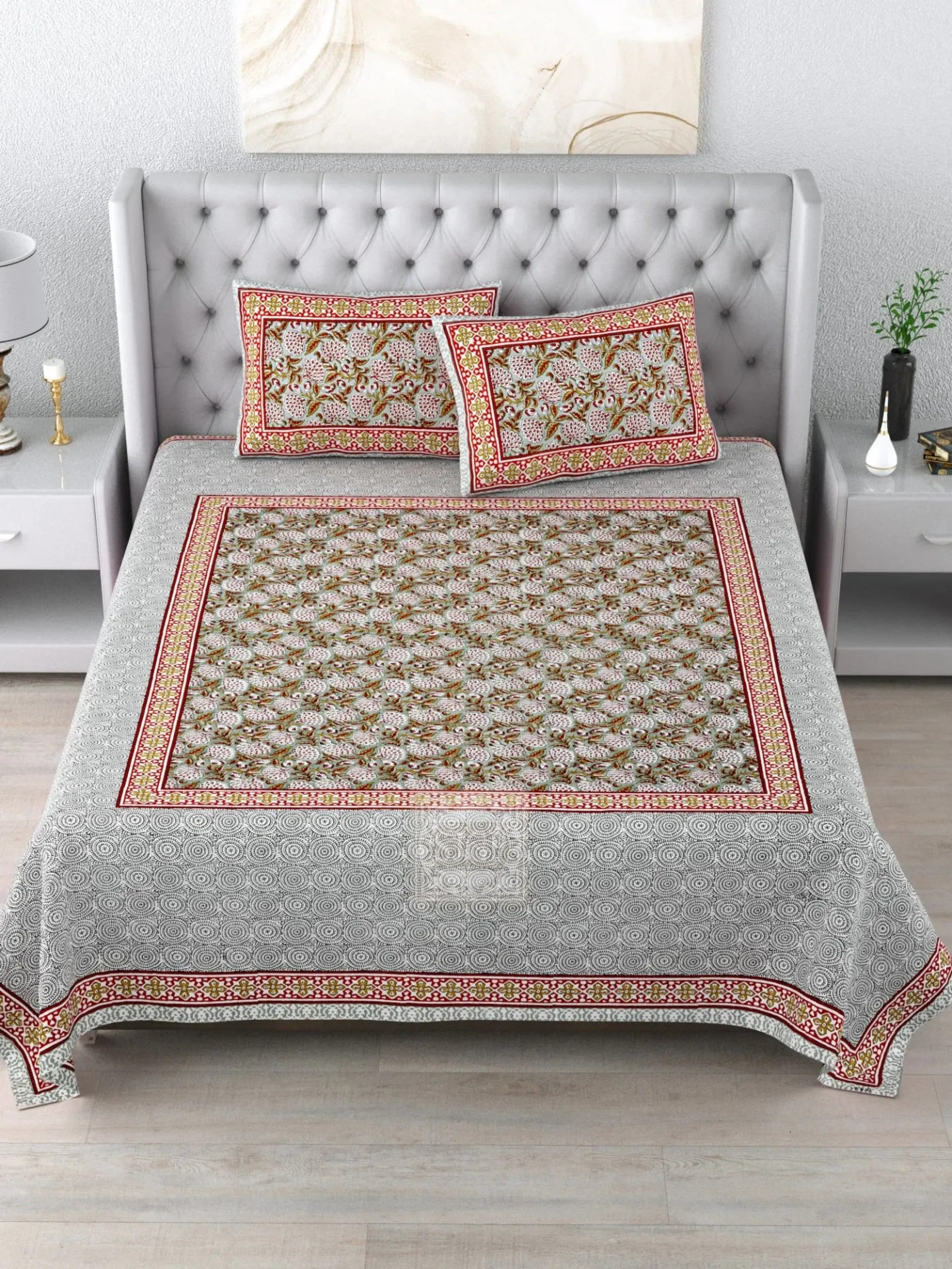 LIVING ROOTS 1 Double King Size Bedsheet 90*104 inches (7.5*8.5 Feet) with 2 Pillow Cover | Pure Cotton | Rich Fast Colour with No Colour Bleeding | Soft, Breathable & Skin Friendly, Keeps Your Body Cool (387-B)