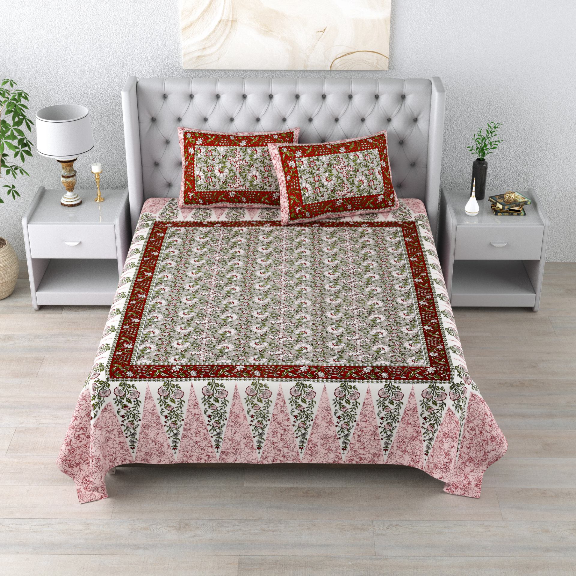 LIVING ROOTS 1 Double King Size Bedsheet 90*104 inches (7.5*8.5 Feet) with 2 Pillow Cover | Pure Cotton | Rich Fast Colour with No Colour Bleeding | Soft, Breathable & Skin Friendly, Keeps Your Body Cool (389-B)