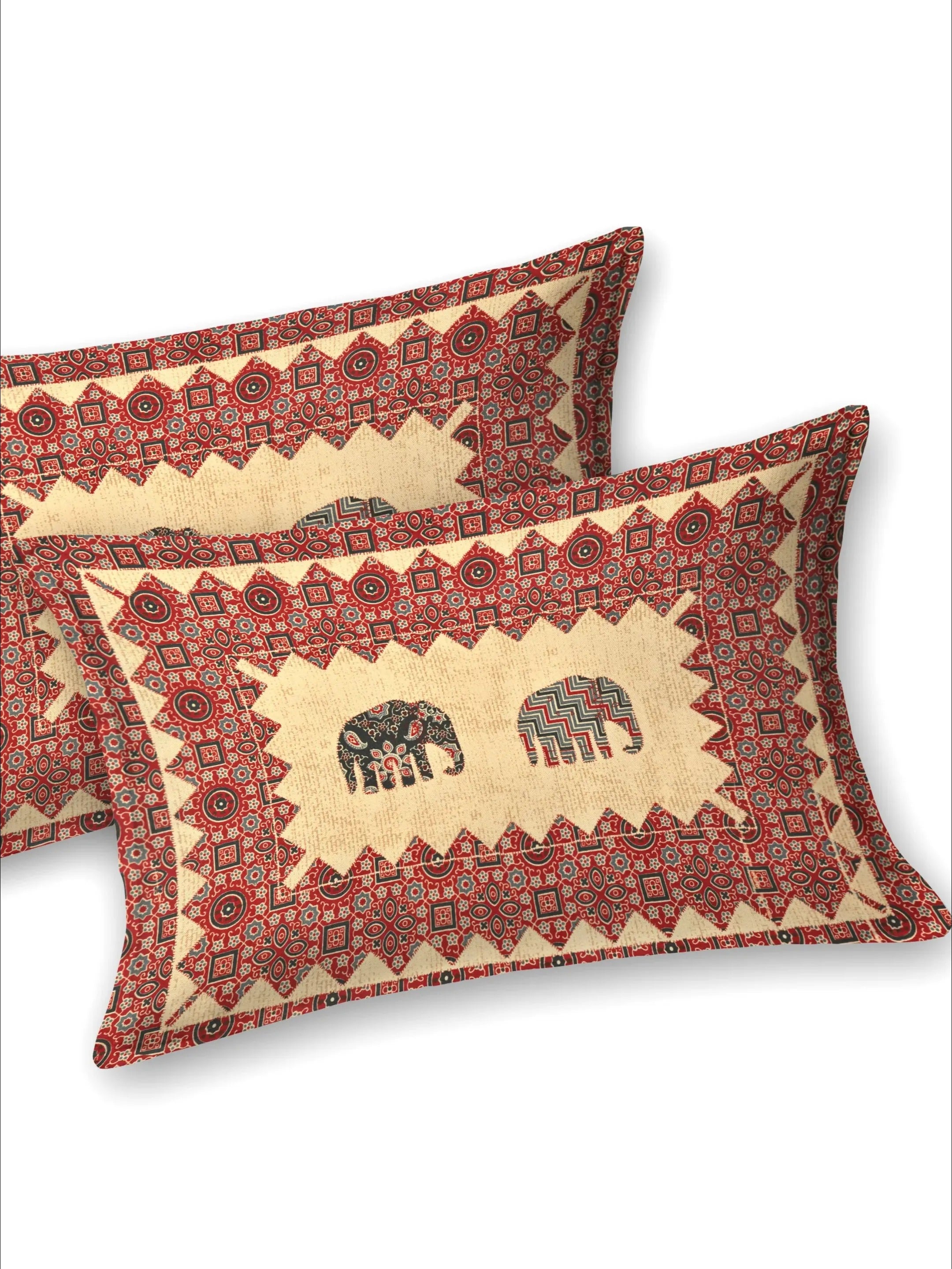 LIVING ROOTS Jaipuri Hand Block Print Super King Cotton Bedsheet 96*104 inches (8*8.5 feet) With 2 Pillow Cover | 240 TC | Rich Fast Colour With No Colour Bleeding | (398-A)