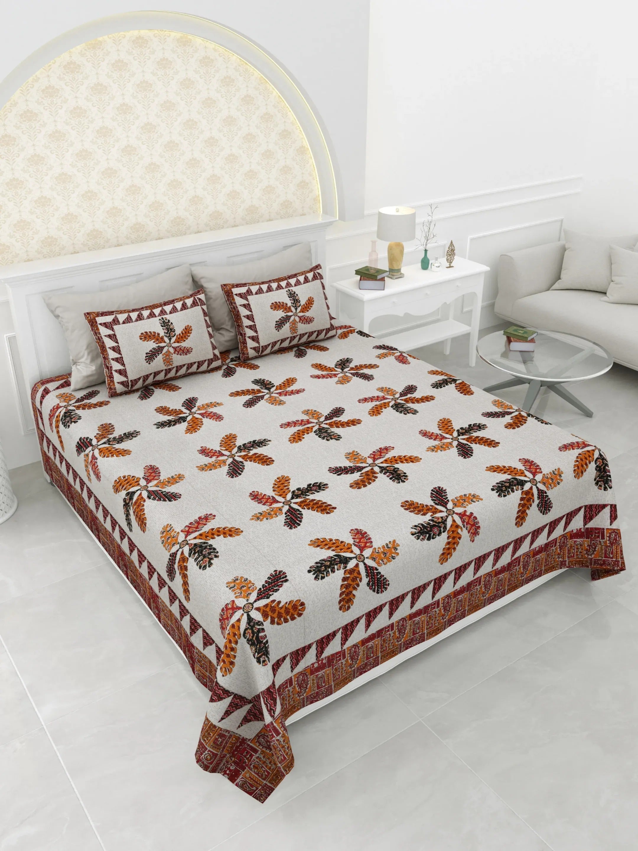 LIVING ROOTS Double Bedsheet Pure Cotton Super King Size with 2 Pillow Cover 96*104 inches (8*8.5Feet) | Rich Fast Colour with No Colour Bleeding | Soft, Breathable & Skin Friendly, Keeps Your Body Cool(400-B)