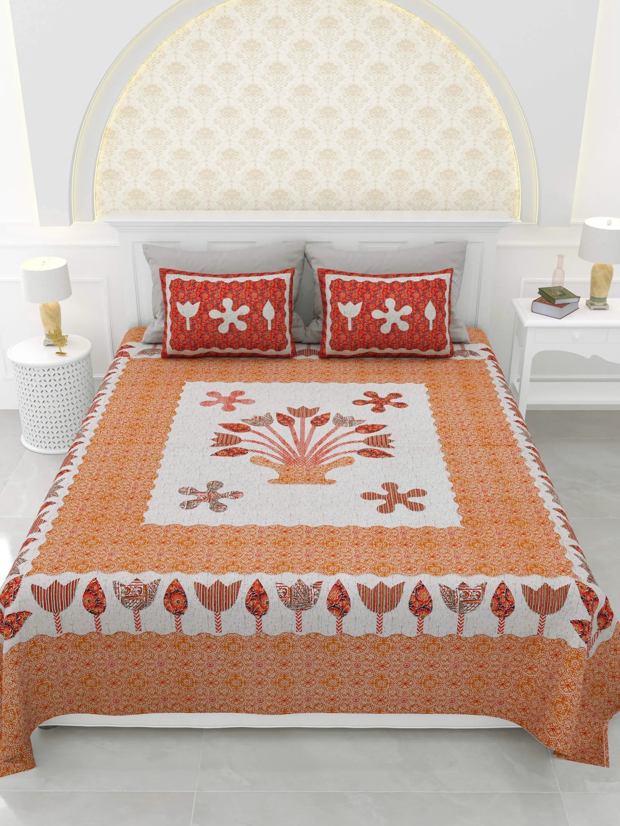 LIVING ROOTS Double Bedsheet Pure Cotton Super King Size with 2 Pillow Cover 96*104 inches (8*8.5Feet) | Rich Fast Colour with No Colour Bleeding | Soft, Breathable & Skin Friendly, Keeps Your Body Cool(402-B)