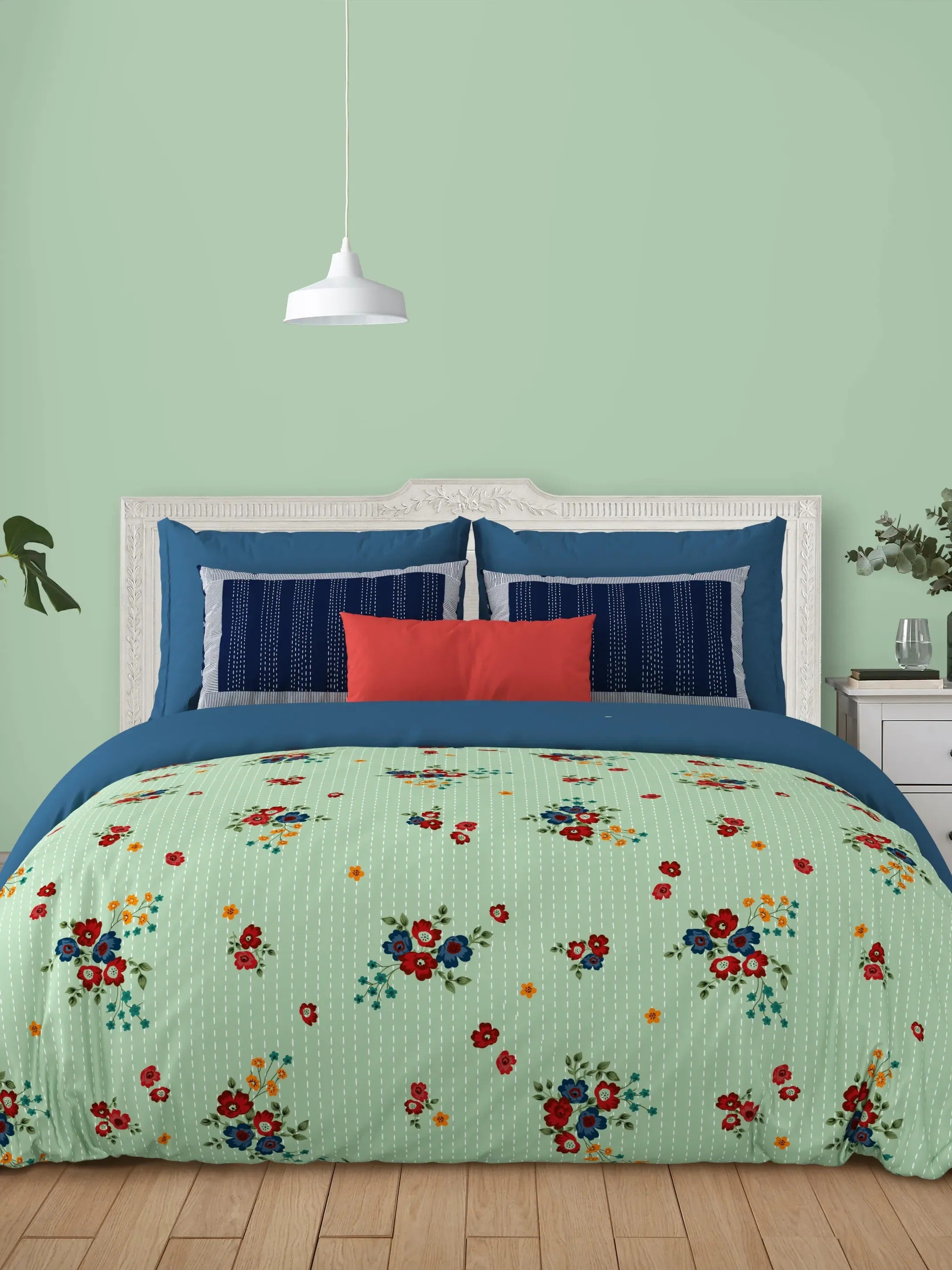 LIVING ROOTS 1 Super King Size Bedsheet 104*104 inches (8.5*8.5 Feet) with 2 Pillow Cover | Pure Cotton | Rich Fast Colour with No Colour Bleeding | Soft, Breathable & Skin Friendly, Keeps Your Body Cool (404-B)