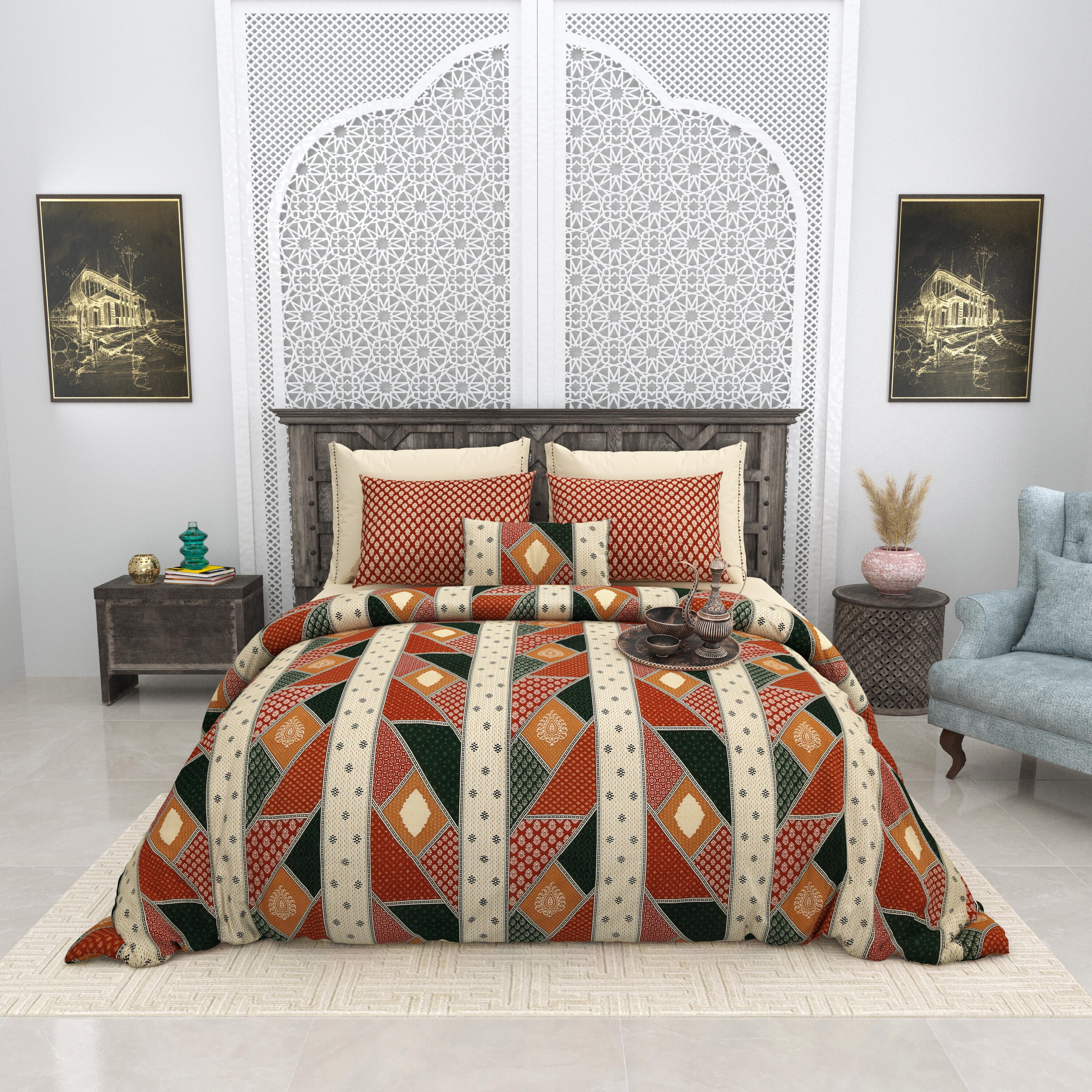 LIVING ROOTS 1 Super King Size Bedsheet 104*104 inches (8.6*8.6 Feet) with 2 Pillow Cover | Cotton | Rich Fast Colour with No Colour Bleeding | Soft, Breathable & Skin Friendly, Keeps Your Body Cool (410-A)