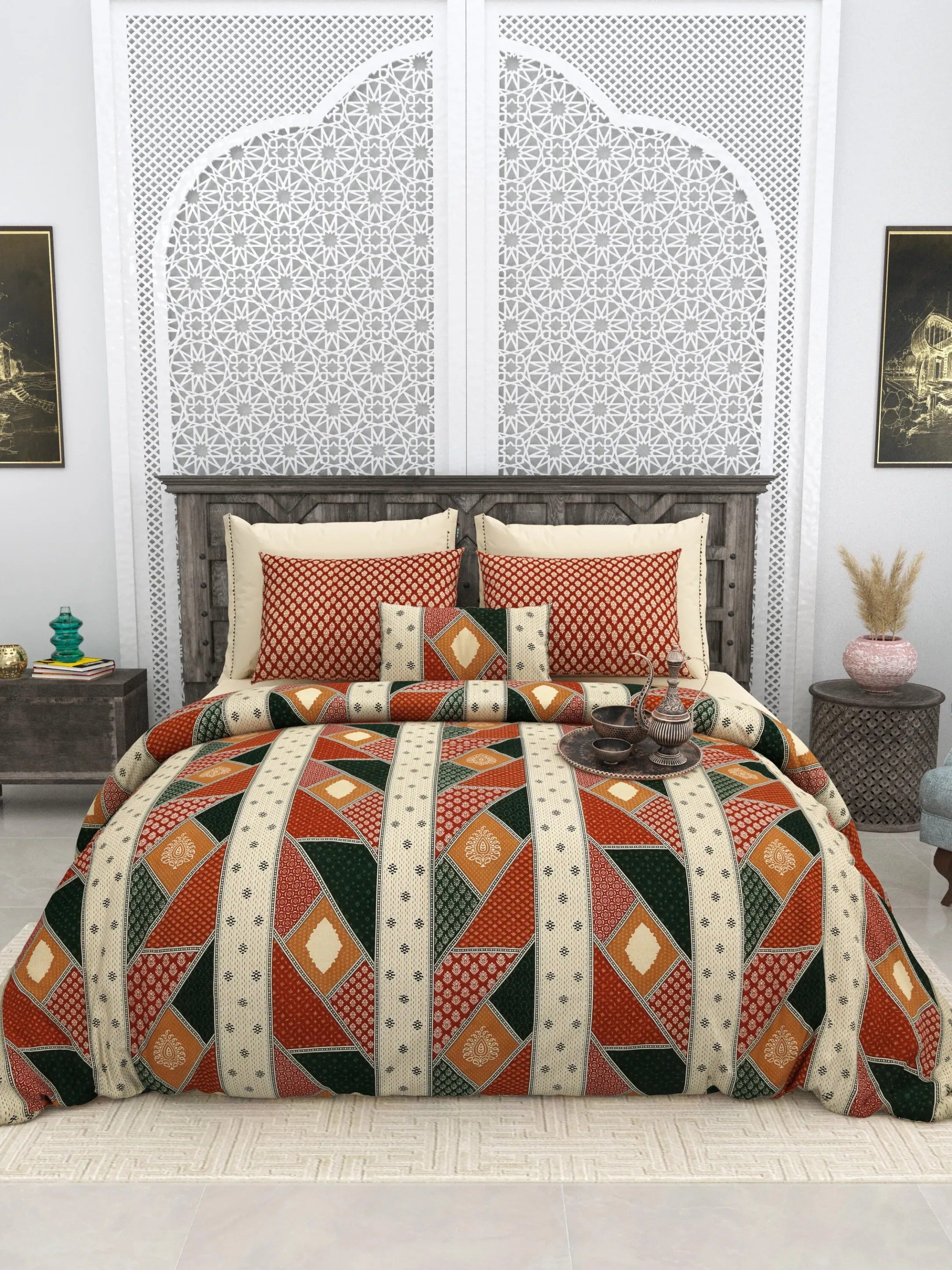 LIVING ROOTS 1 Super King Size Bedsheet 104*104 inches (8.6*8.6 Feet) with 2 Pillow Cover | Cotton | Rich Fast Colour with No Colour Bleeding | Soft, Breathable & Skin Friendly, Keeps Your Body Cool (410-A)