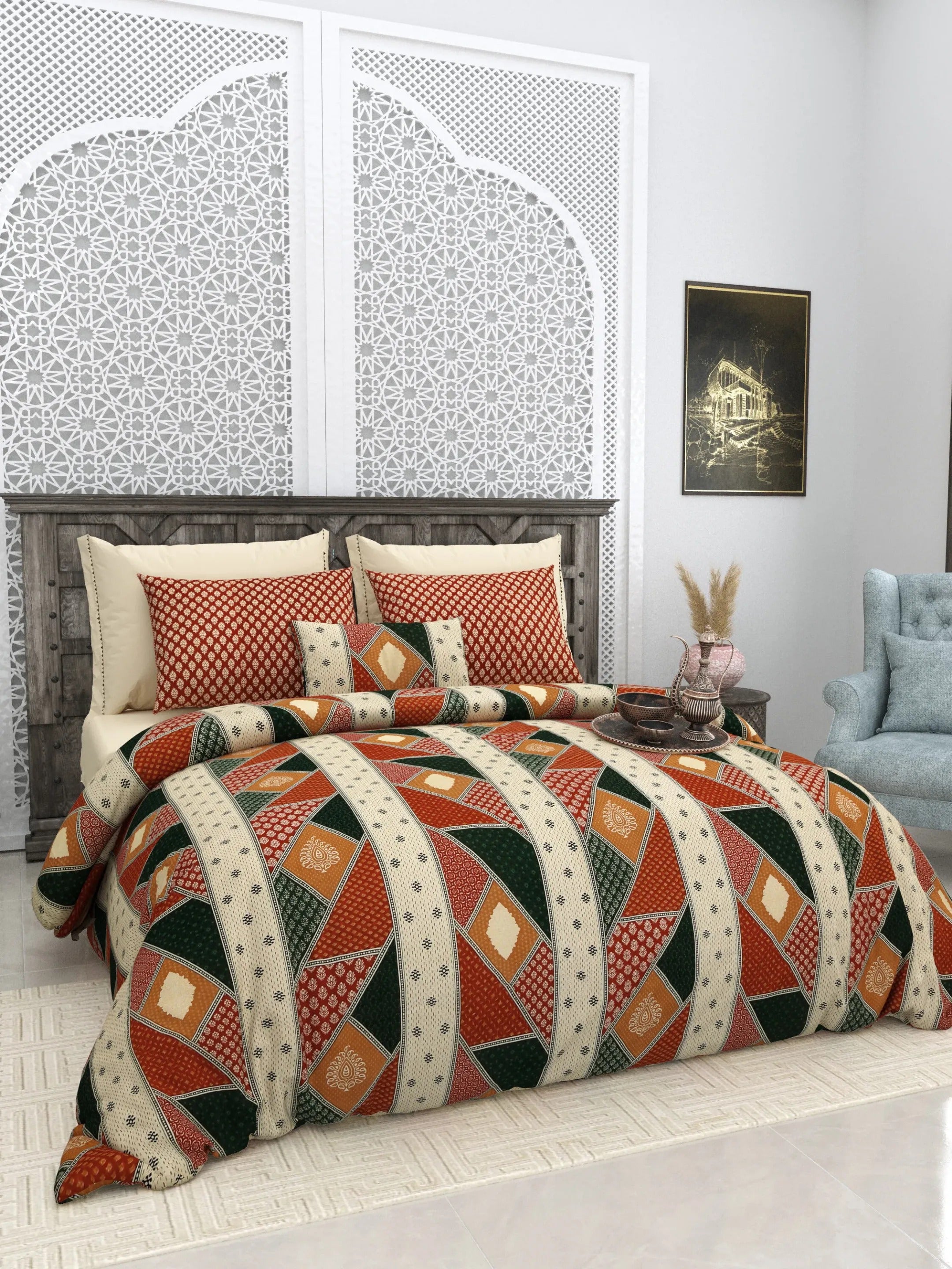 LIVING ROOTS 1 Super King Size Bedsheet 104*104 inches (8.6*8.6 Feet) with 2 Pillow Cover | Cotton | Rich Fast Colour with No Colour Bleeding | Soft, Breathable & Skin Friendly, Keeps Your Body Cool (410-A)