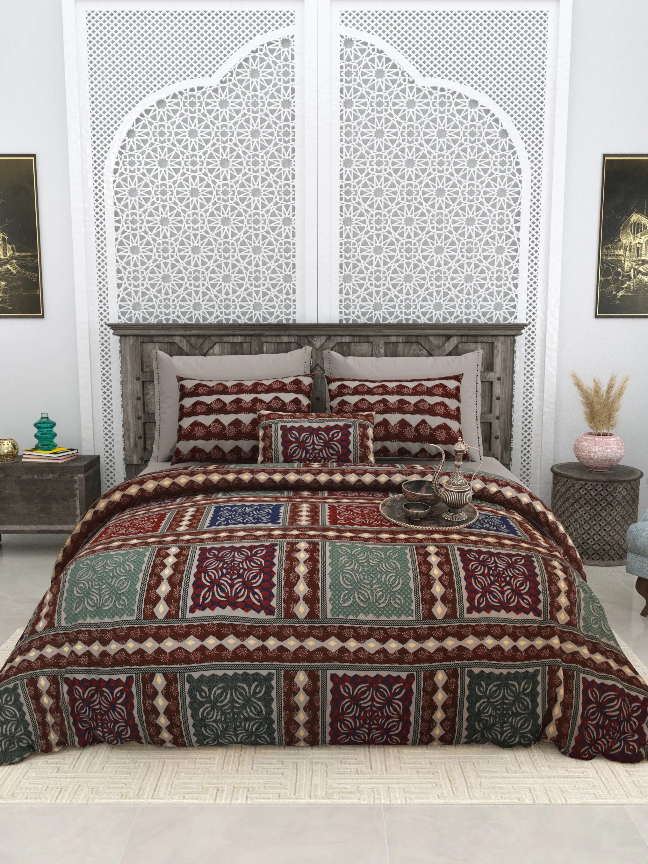 LIVING ROOTS 1 Super King Size Bedsheet with 2 Pillow Cover 104*104 inches (8.6*8.6 Feet) | | Rich Fast Colour with No Colour Bleeding | Soft Skin Friendly (411-C)