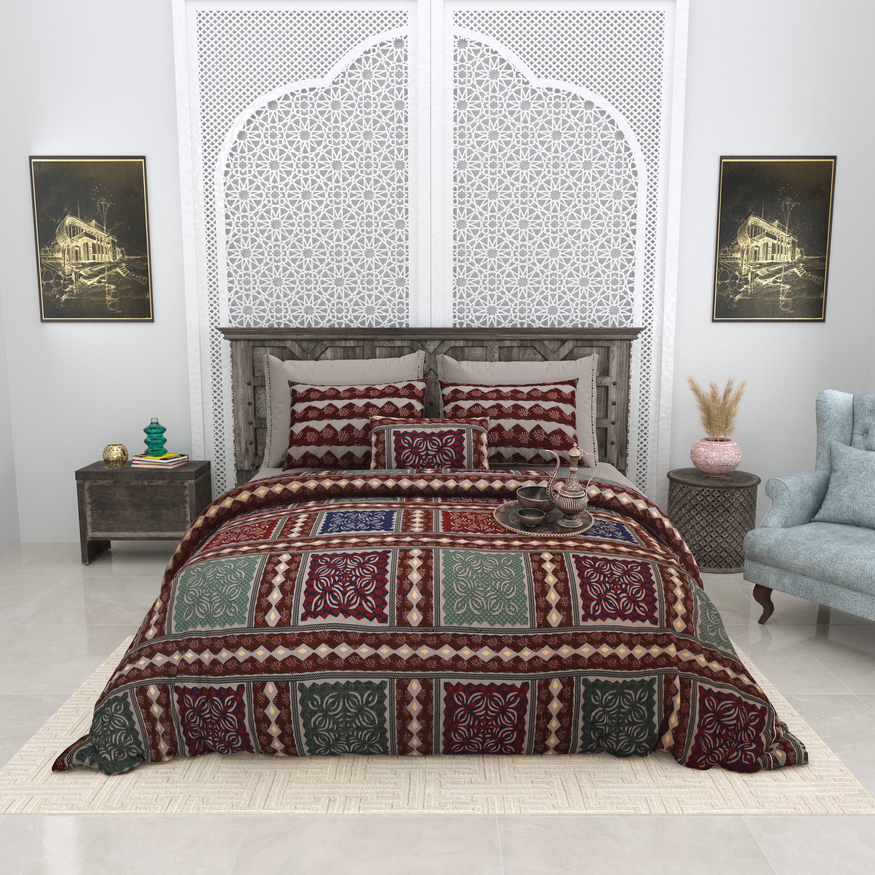 LIVING ROOTS 1 Super King Size Bedsheet with 2 Pillow Cover 104*104 inches (8.6*8.6 Feet) | | Rich Fast Colour with No Colour Bleeding | Soft Skin Friendly (411-C)