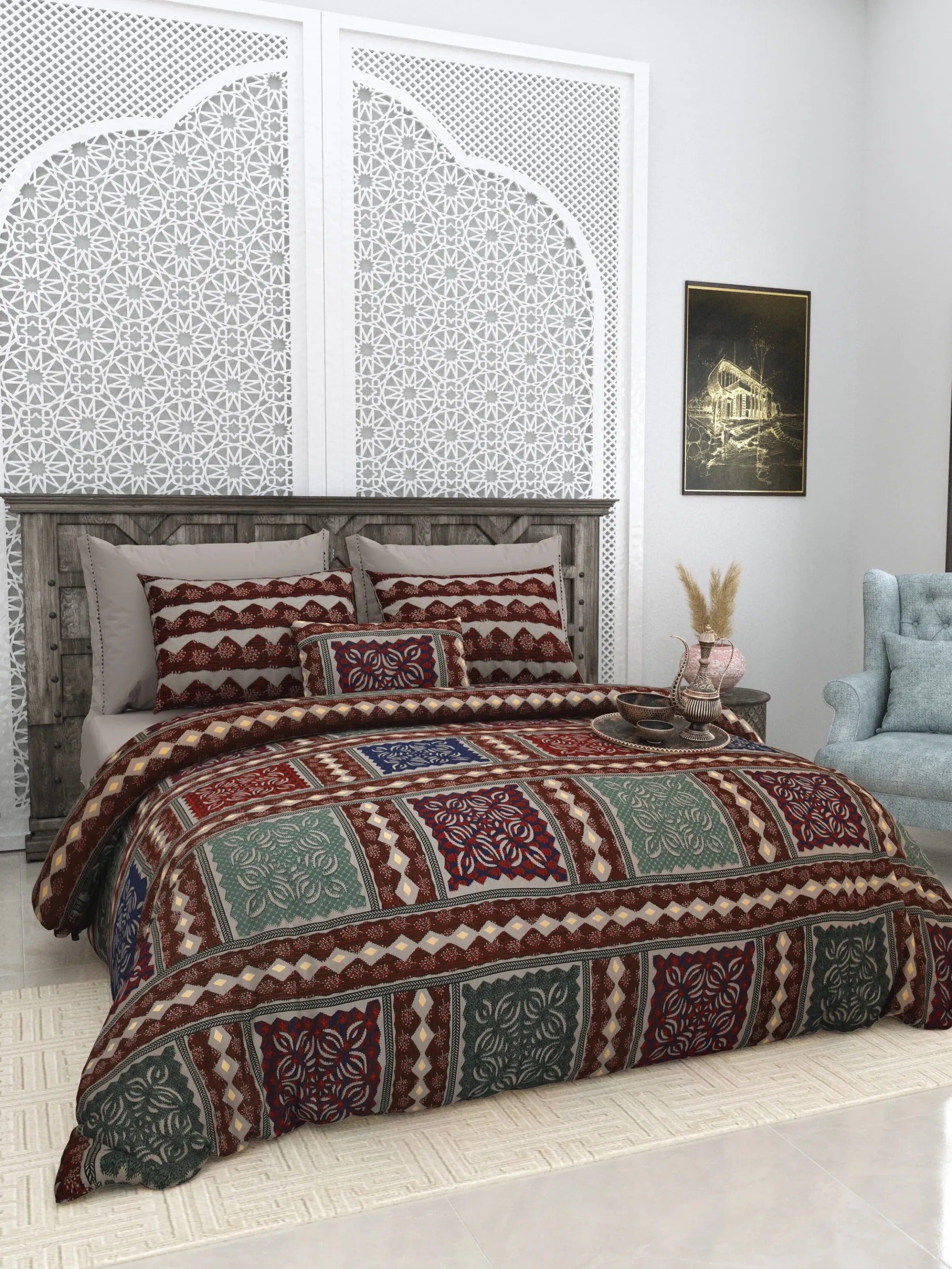 LIVING ROOTS 1 Super King Size Bedsheet with 2 Pillow Cover 104*104 inches (8.6*8.6 Feet) | | Rich Fast Colour with No Colour Bleeding | Soft Skin Friendly (411-C)
