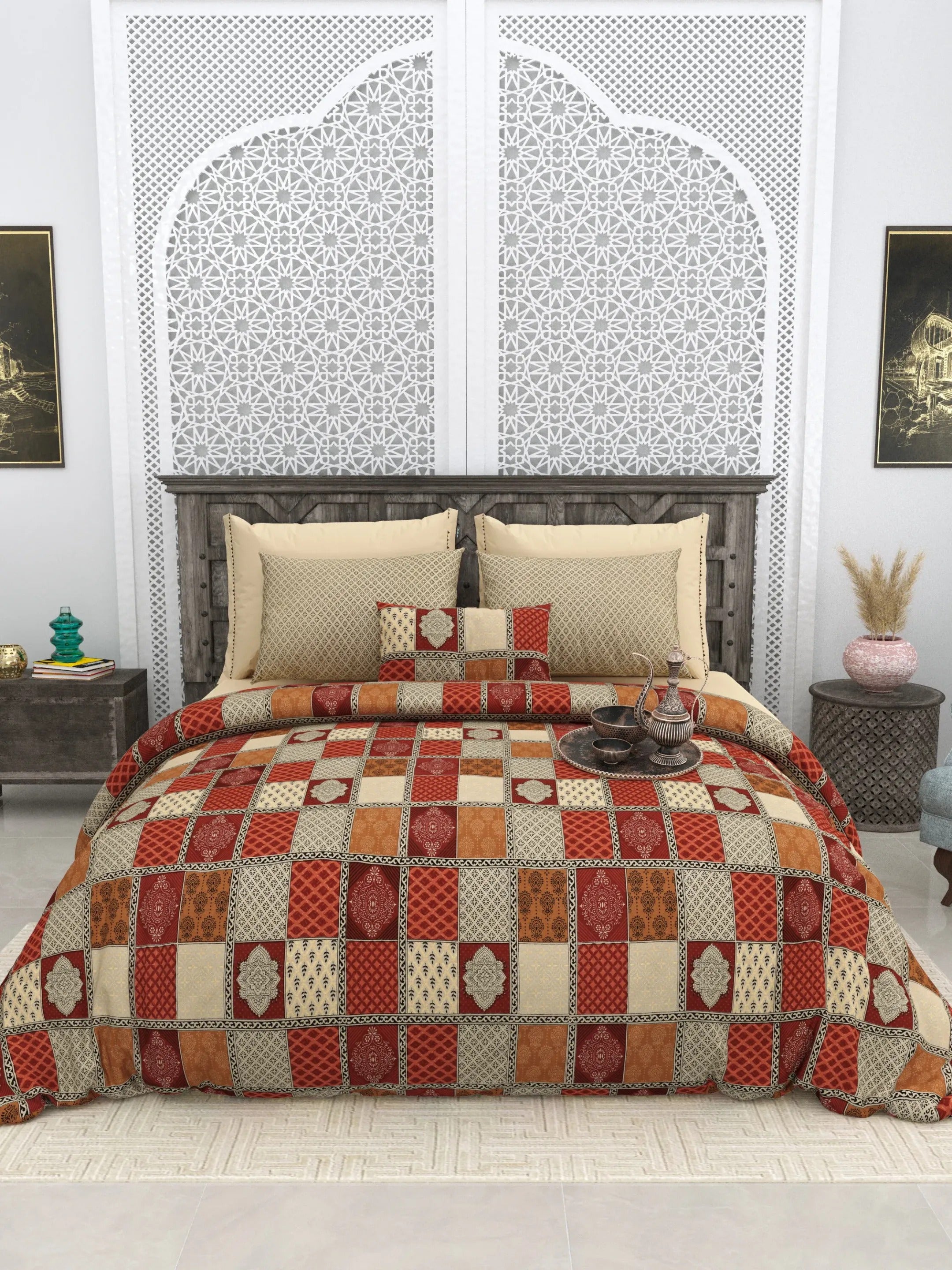 LIVING ROOTS 1 Super King Size Bedsheet 104*104 inches (8.6*8.6 Feet) With 2 Pillow Cover | Rich Fast Colour with No Colour Bleeding | Soft Skin Friendly (413-B)