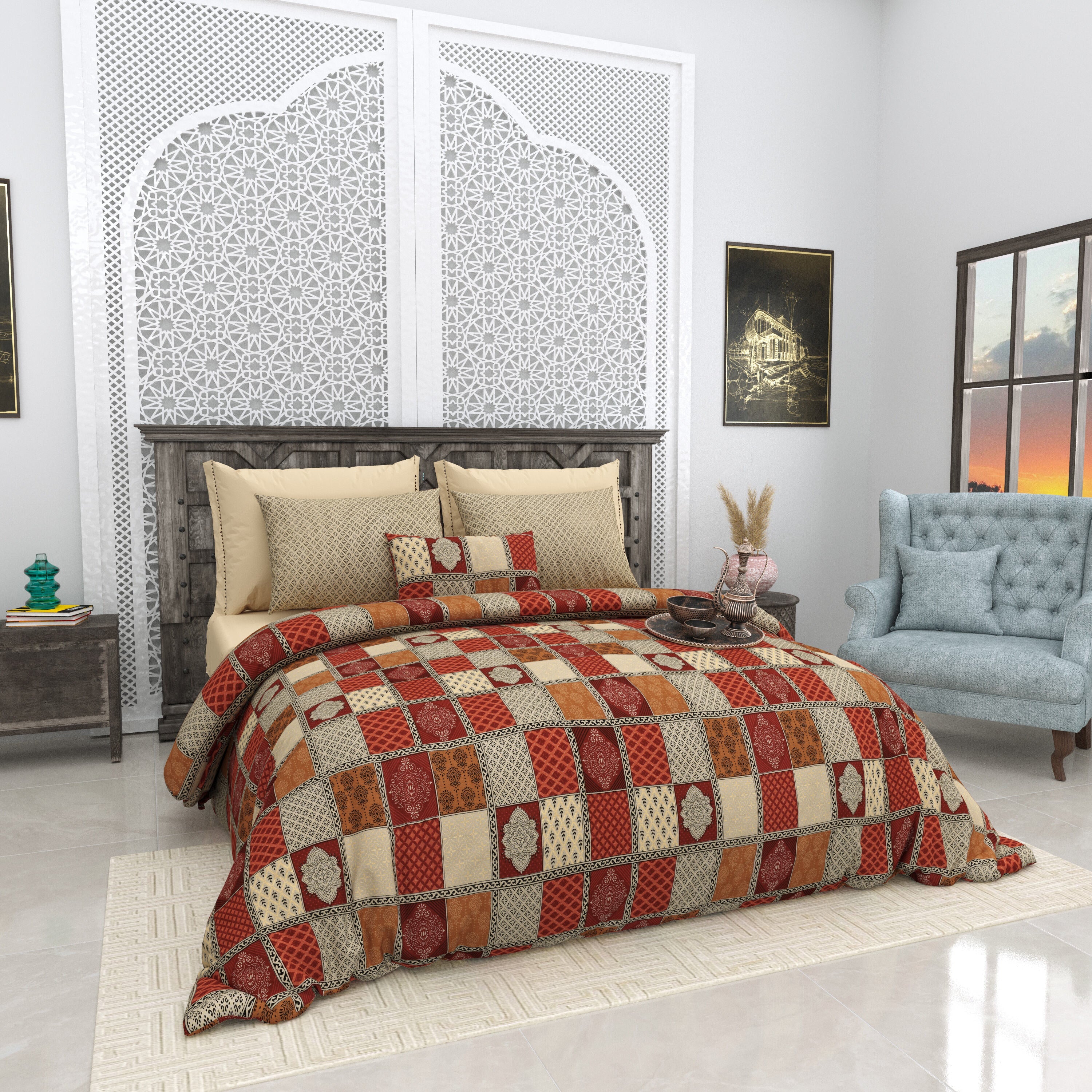 LIVING ROOTS 1 Super King Size Bedsheet 104*104 inches (8.6*8.6 Feet) With 2 Pillow Cover | Rich Fast Colour with No Colour Bleeding | Soft Skin Friendly (413-B)