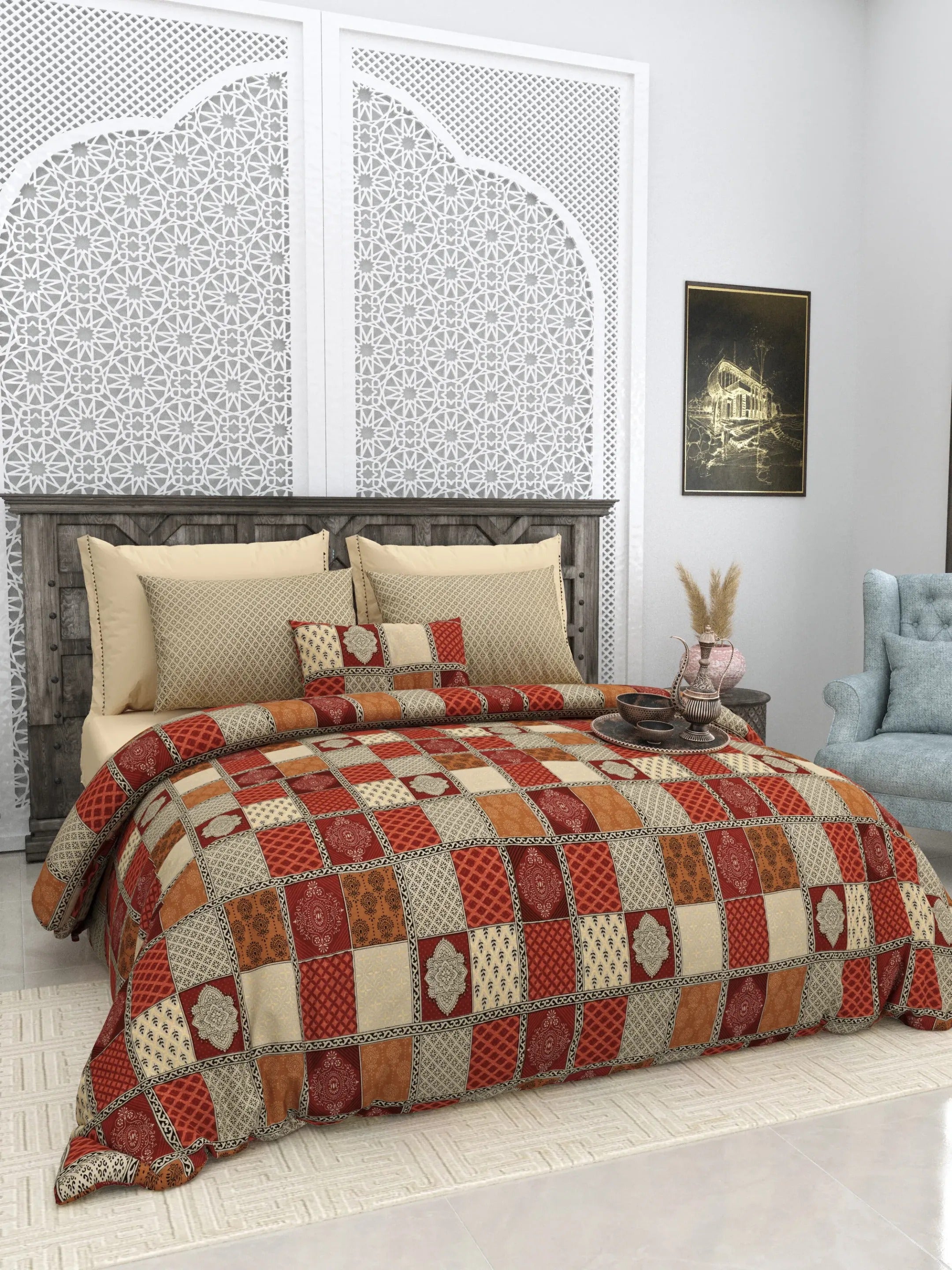LIVING ROOTS 1 Super King Size Bedsheet 104*104 inches (8.6*8.6 Feet) With 2 Pillow Cover | Rich Fast Colour with No Colour Bleeding | Soft Skin Friendly (413-B)