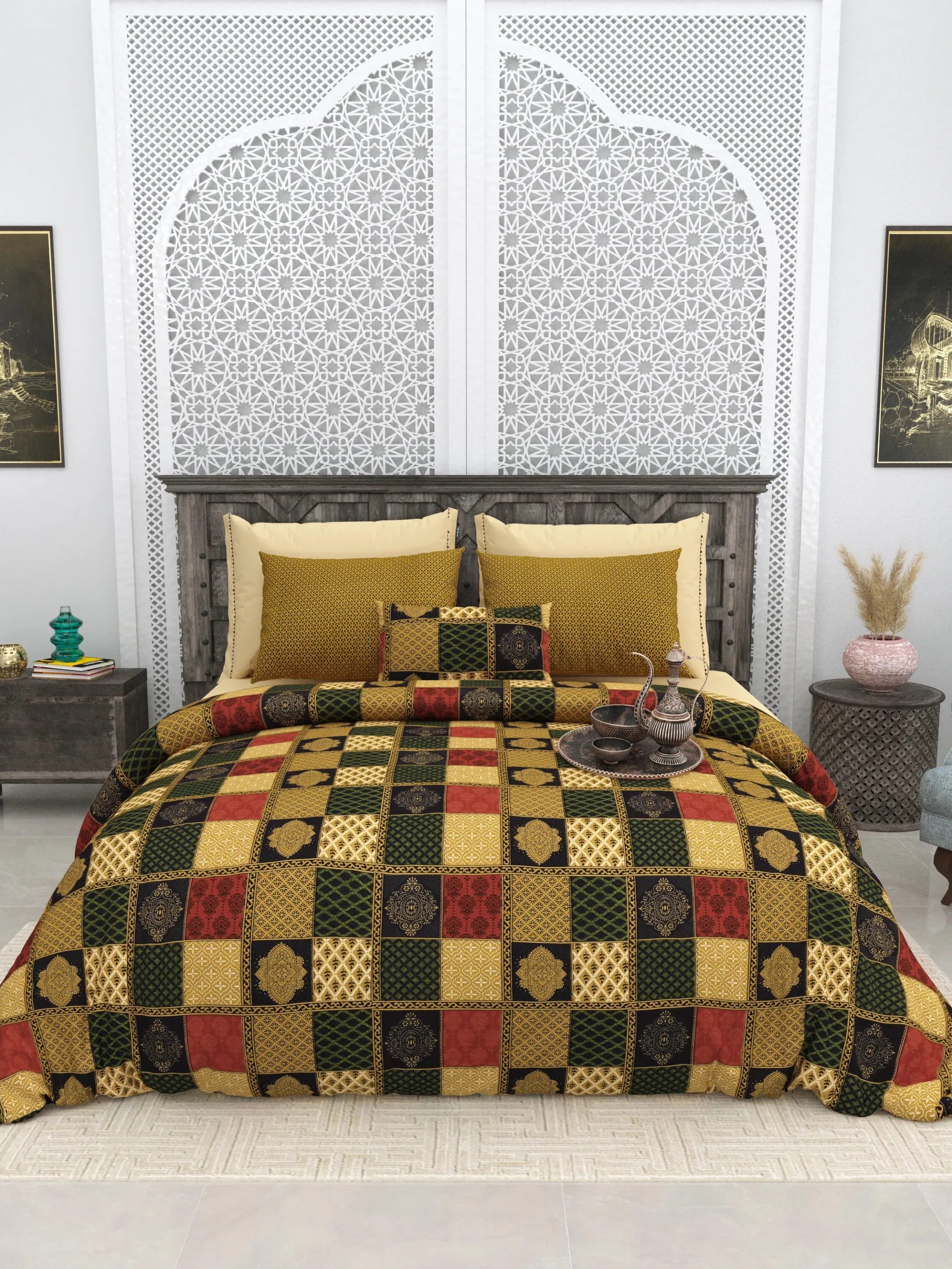 LIVING ROOTS 1 Super King Size Bedsheet 104*104 inches (8.6*8.6 Feet) With 2 Pillow Cover | Rich Fast Colour with No Colour Bleeding | Soft Skin Friendly (413-C)