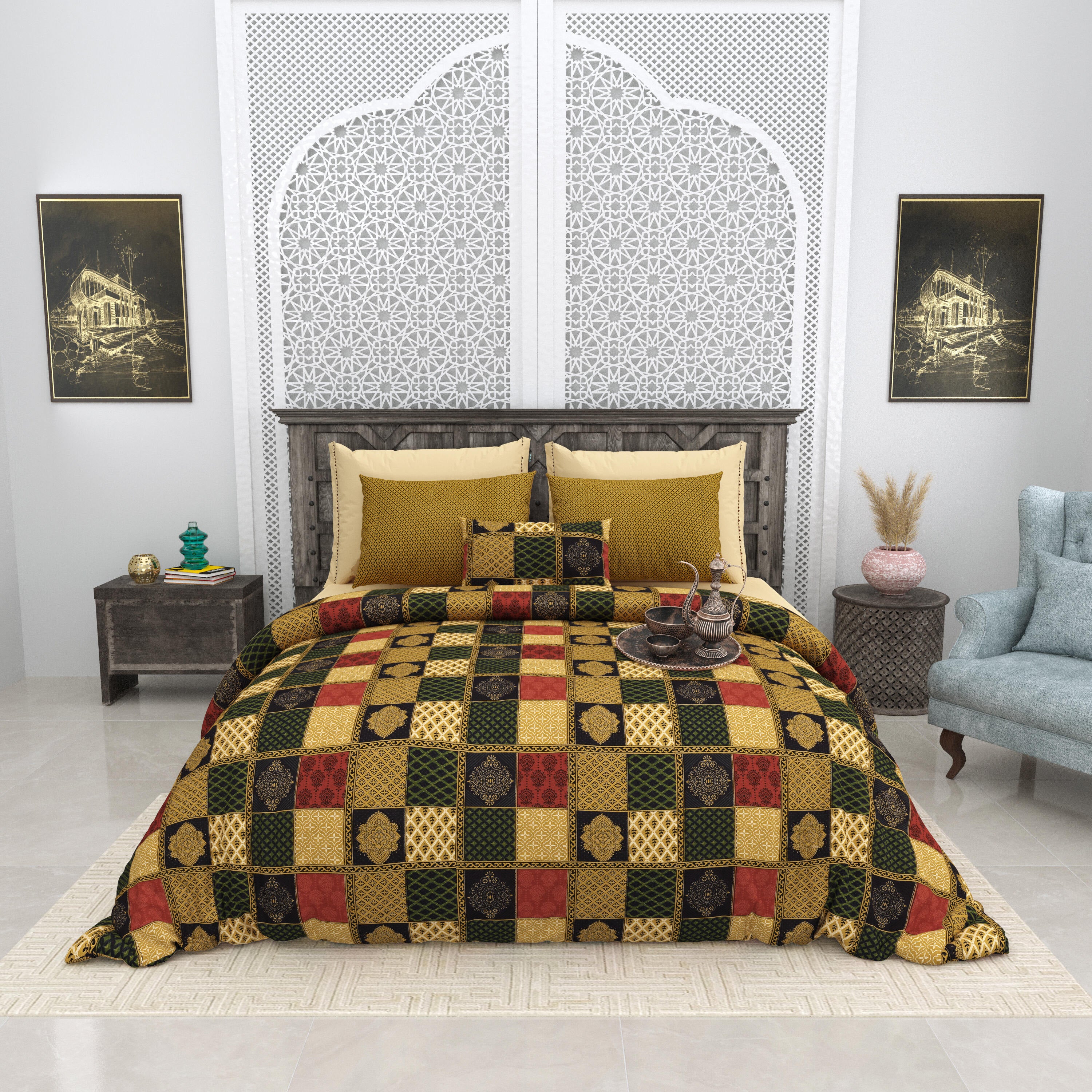 LIVING ROOTS 1 Super King Size Bedsheet 104*104 inches (8.6*8.6 Feet) With 2 Pillow Cover | Rich Fast Colour with No Colour Bleeding | Soft Skin Friendly (413-C)