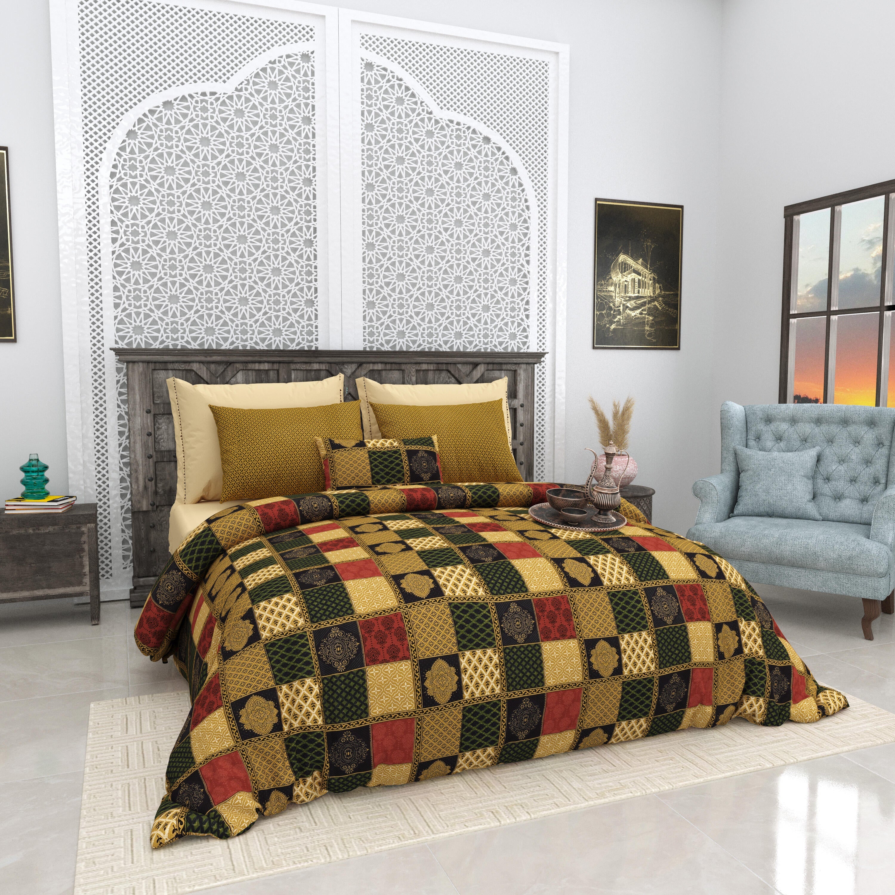 LIVING ROOTS 1 Super King Size Bedsheet 104*104 inches (8.6*8.6 Feet) With 2 Pillow Cover | Rich Fast Colour with No Colour Bleeding | Soft Skin Friendly (413-C)