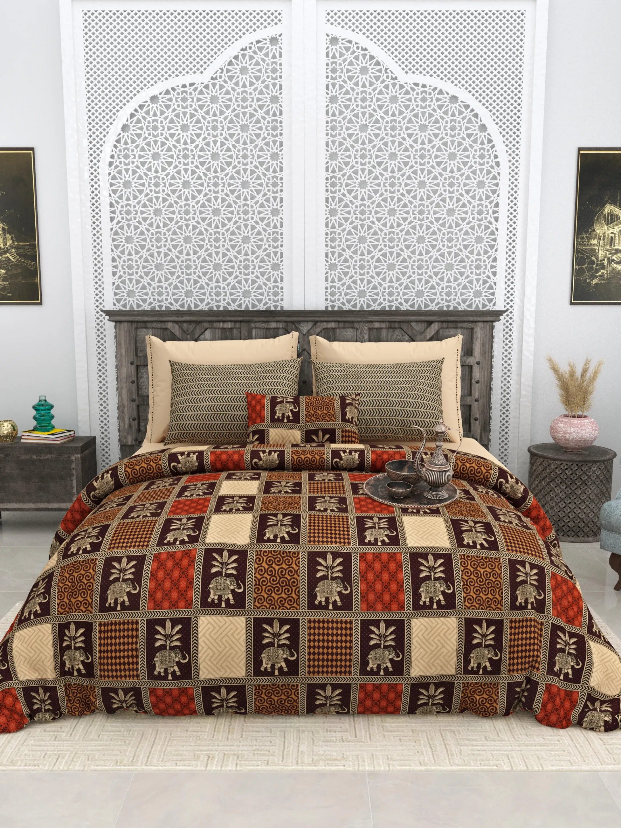 LIVING ROOTS 1 Super King Size Bedsheet 104*104 inches (8.6*8.6 Feet) With 2 Pillow Cover | Rich Fast Colour With No Colour Bleeding | Soft Skin Friendly (414-A)