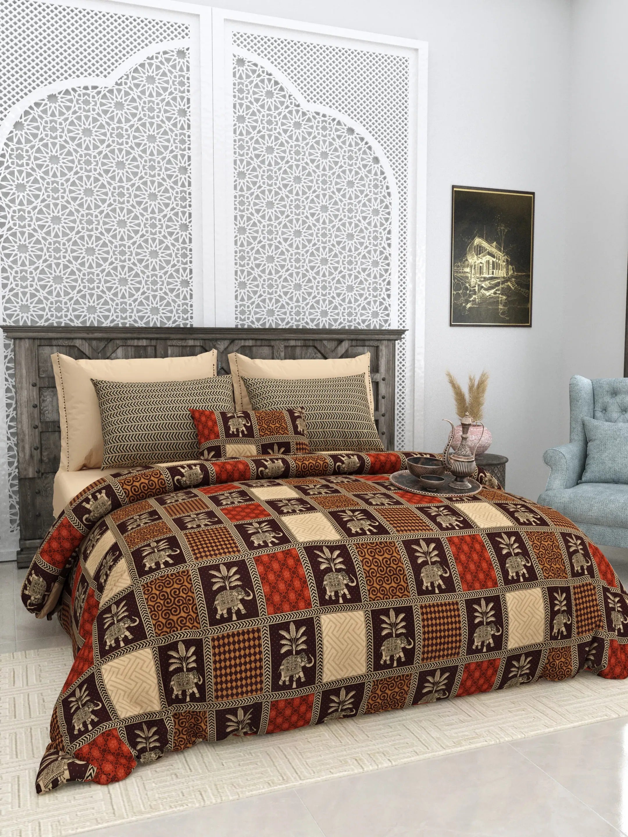 LIVING ROOTS 1 Super King Size Bedsheet 104*104 inches (8.6*8.6 Feet) With 2 Pillow Cover | Rich Fast Colour With No Colour Bleeding | Soft Skin Friendly (414-A)