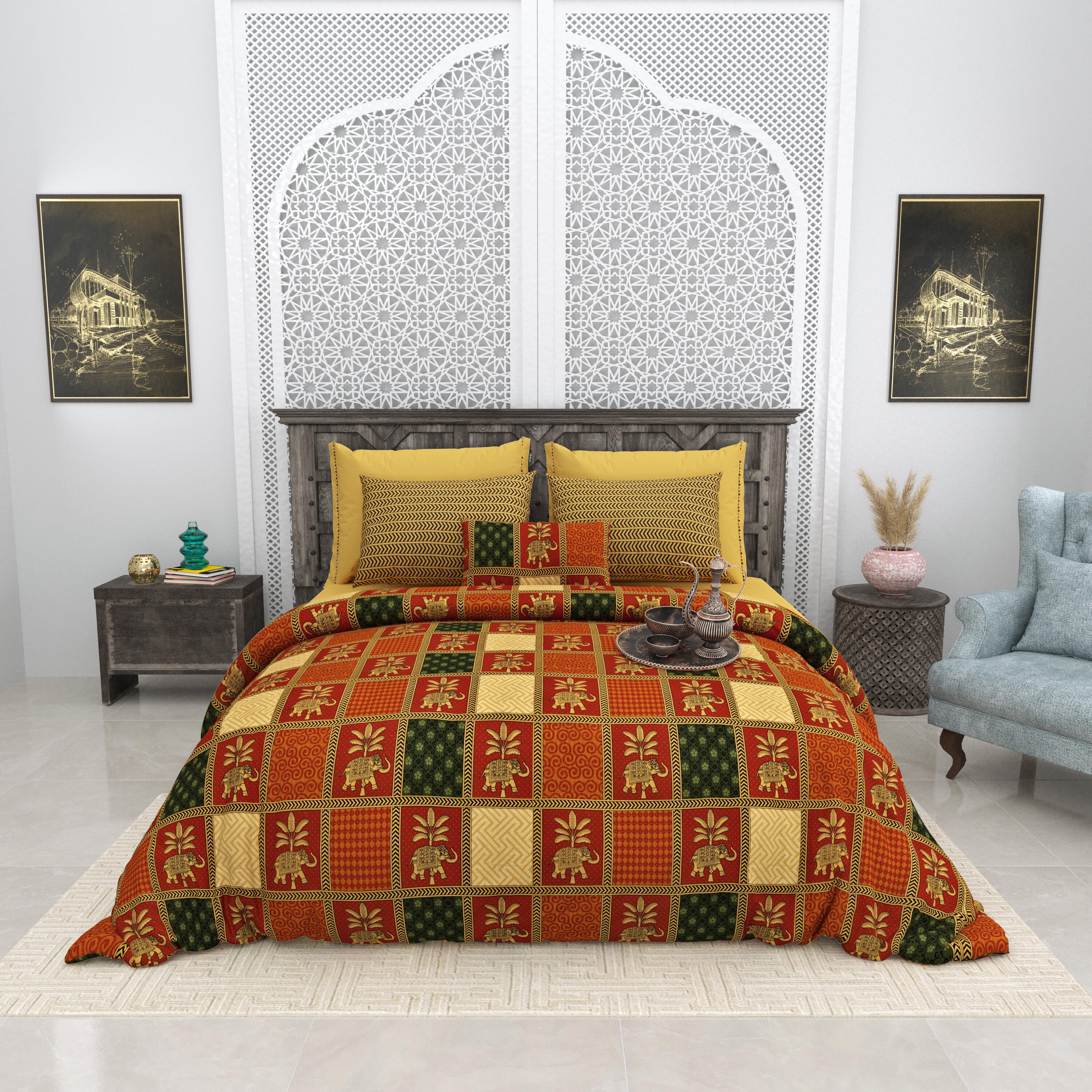 LIVING ROOTS 1 Super King Size Bedsheet 104*104 inches (8.6*8.6 Feet) With 2 Pillow Cover | Rich Fast Colour With No Colour Bleeding | Soft Skin Friendly (414-C)