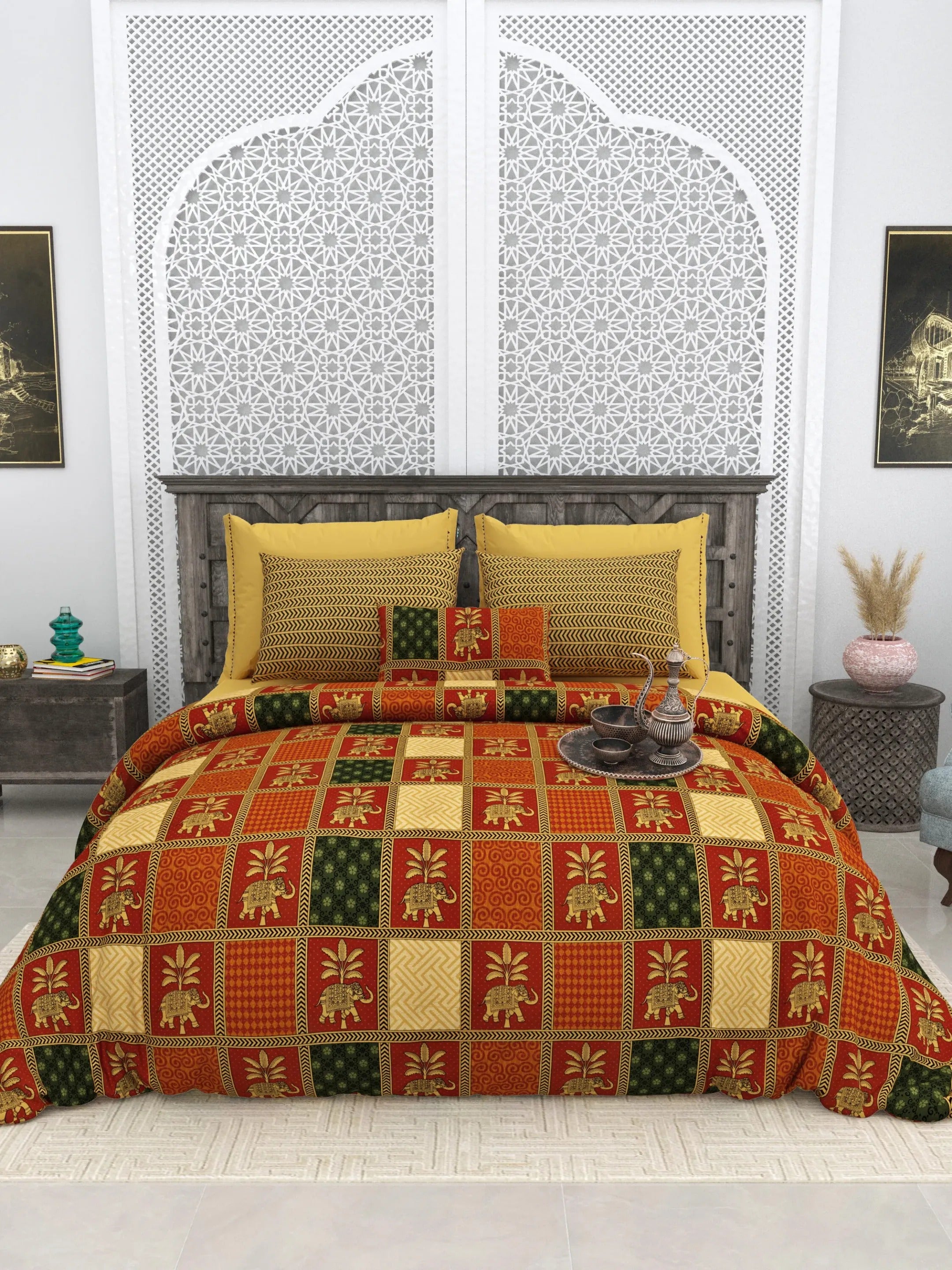 LIVING ROOTS 1 Super King Size Bedsheet 104*104 inches (8.6*8.6 Feet) With 2 Pillow Cover | Rich Fast Colour With No Colour Bleeding | Soft Skin Friendly (414-C)