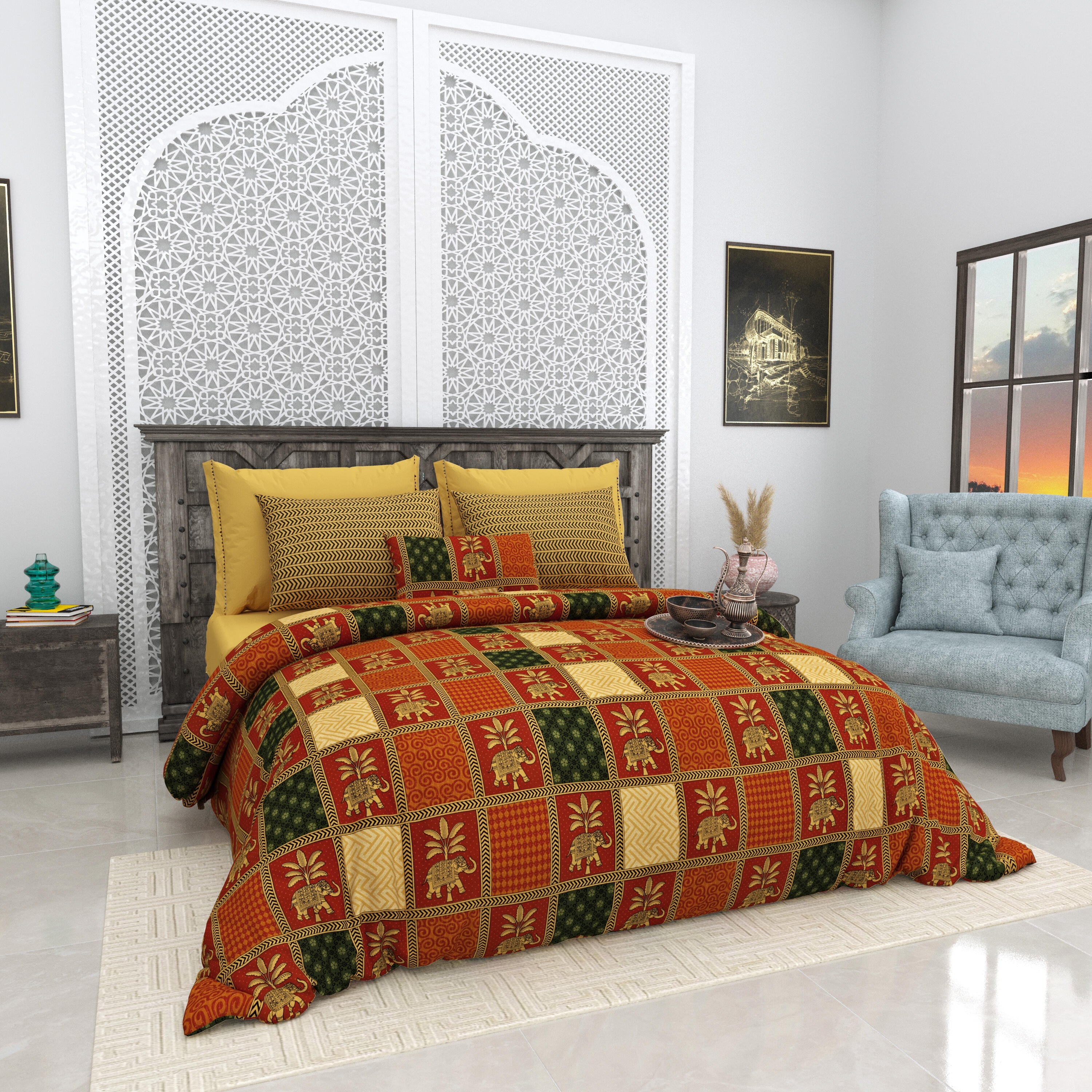 LIVING ROOTS 1 Super King Size Bedsheet 104*104 inches (8.6*8.6 Feet) With 2 Pillow Cover | Rich Fast Colour With No Colour Bleeding | Soft Skin Friendly (414-C)